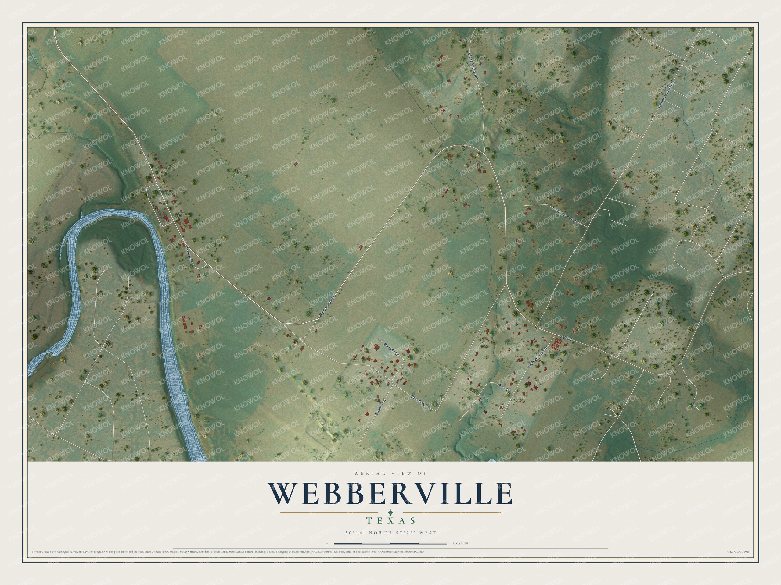 Watermarked full-map preview of Webberville, Texas