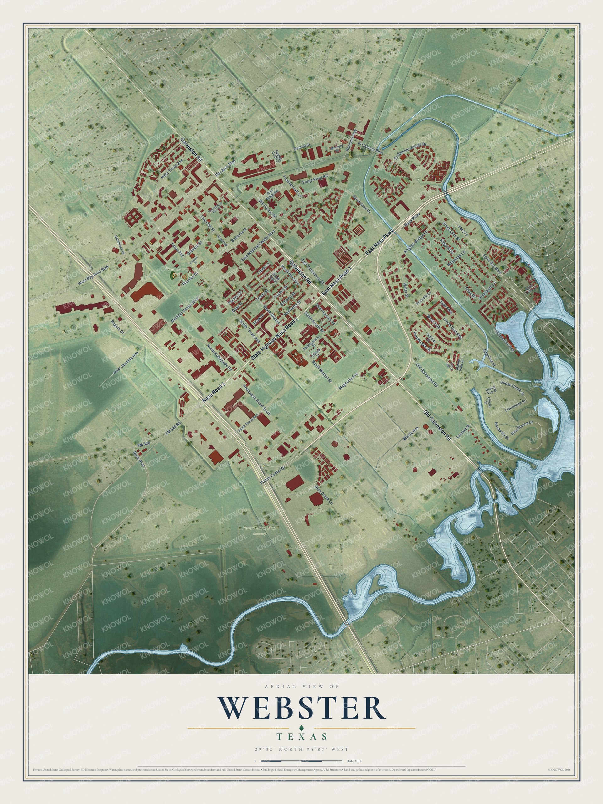 Watermarked full-map preview of Webster, Texas