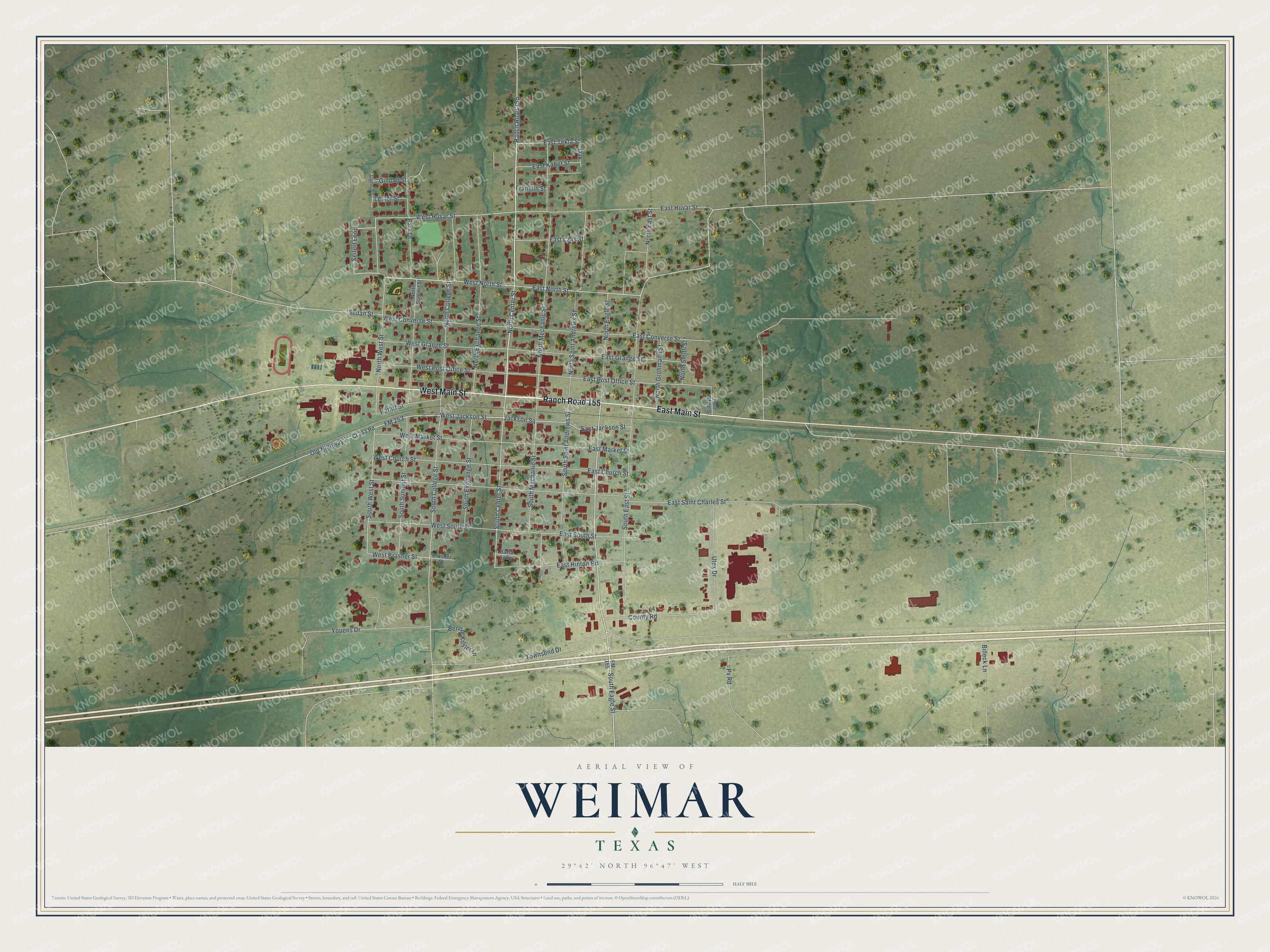Watermarked full-map preview of Weimar, Texas