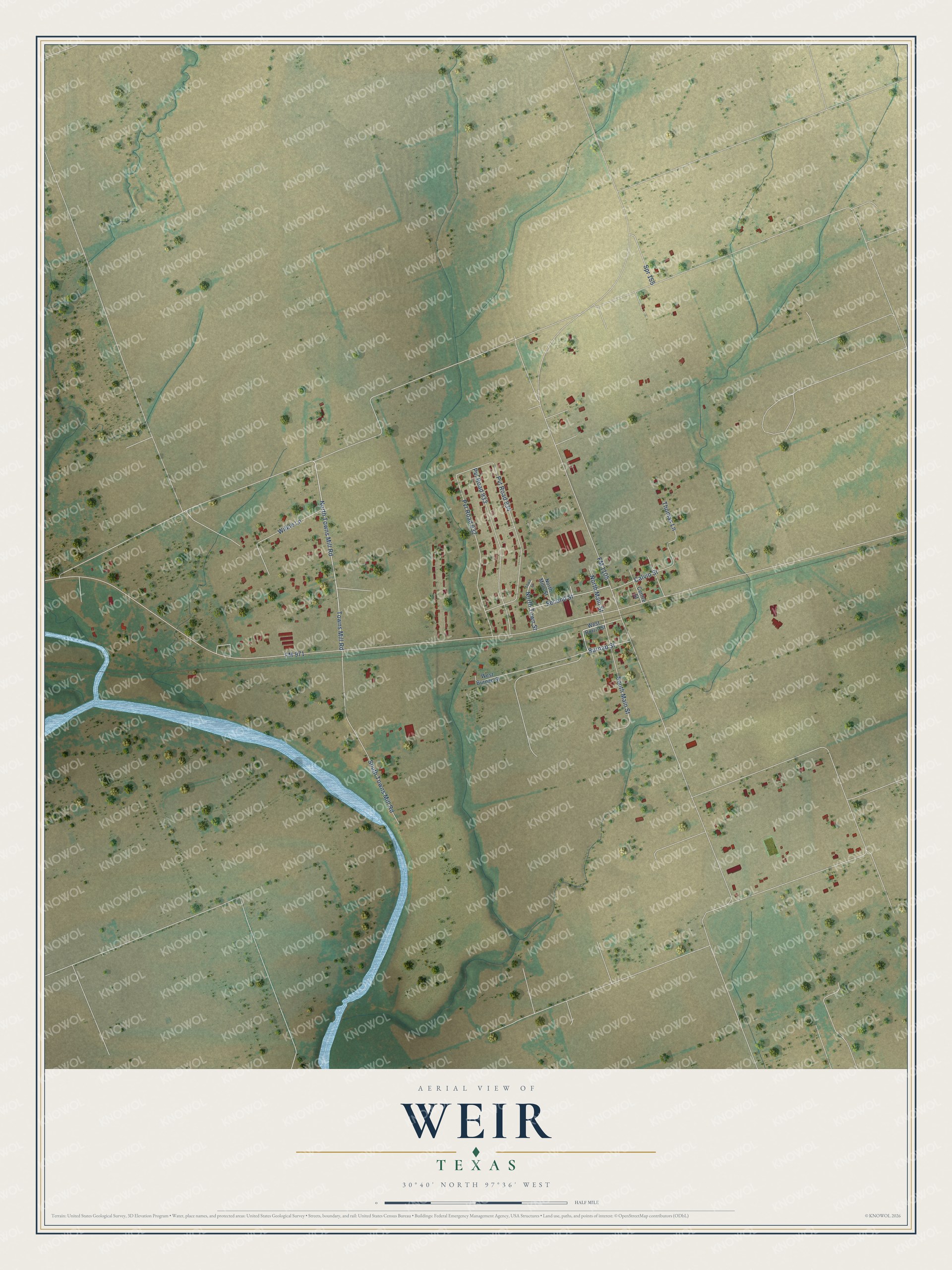 Watermarked full-map preview of Weir, Texas