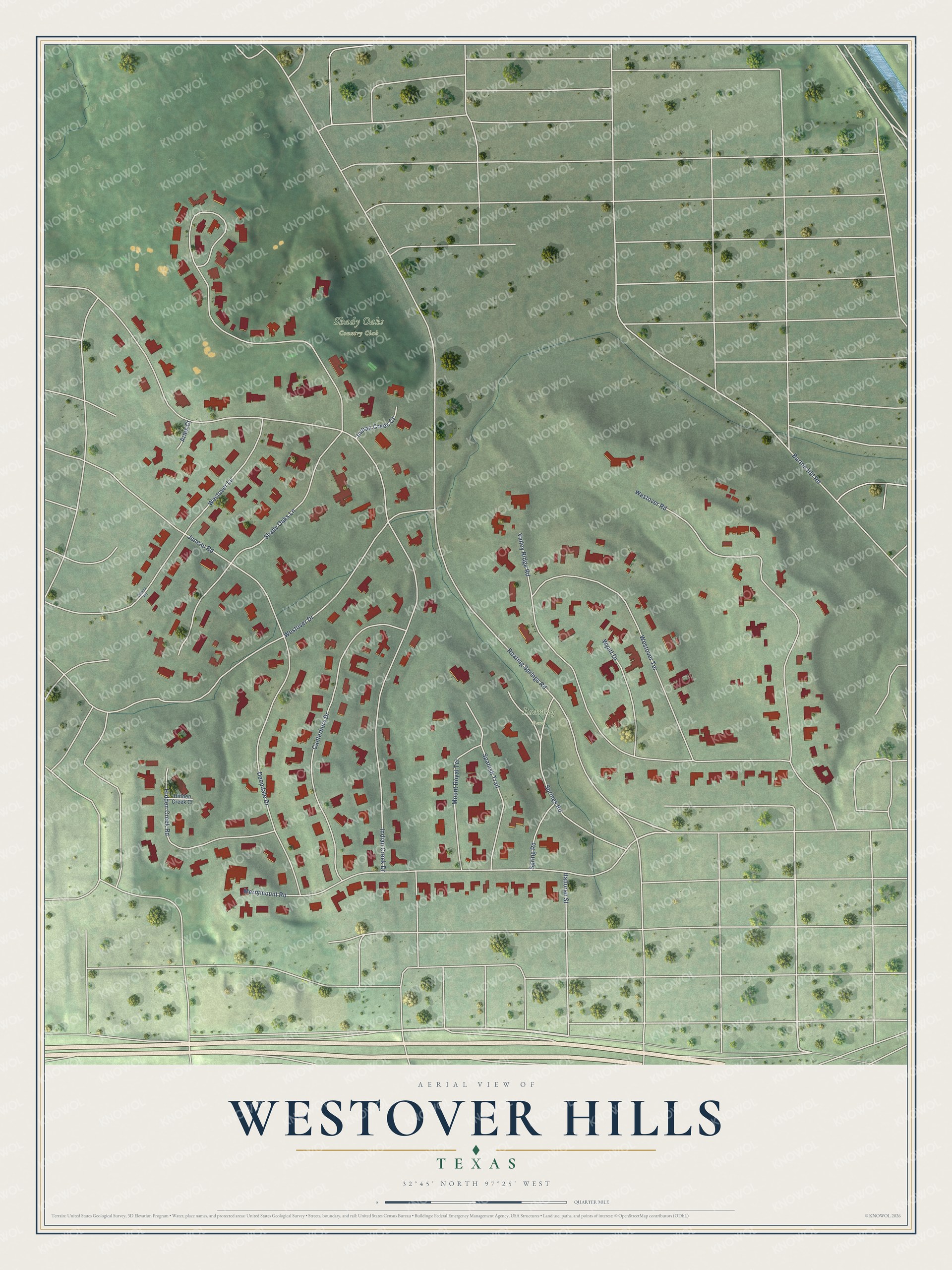 Watermarked full-map preview of Westover Hills, Texas