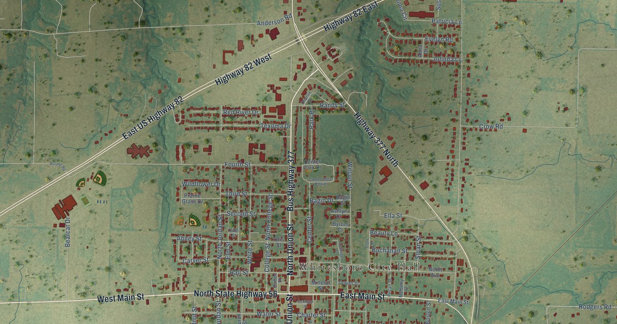 Map of Whitesboro, Texas in 2026
