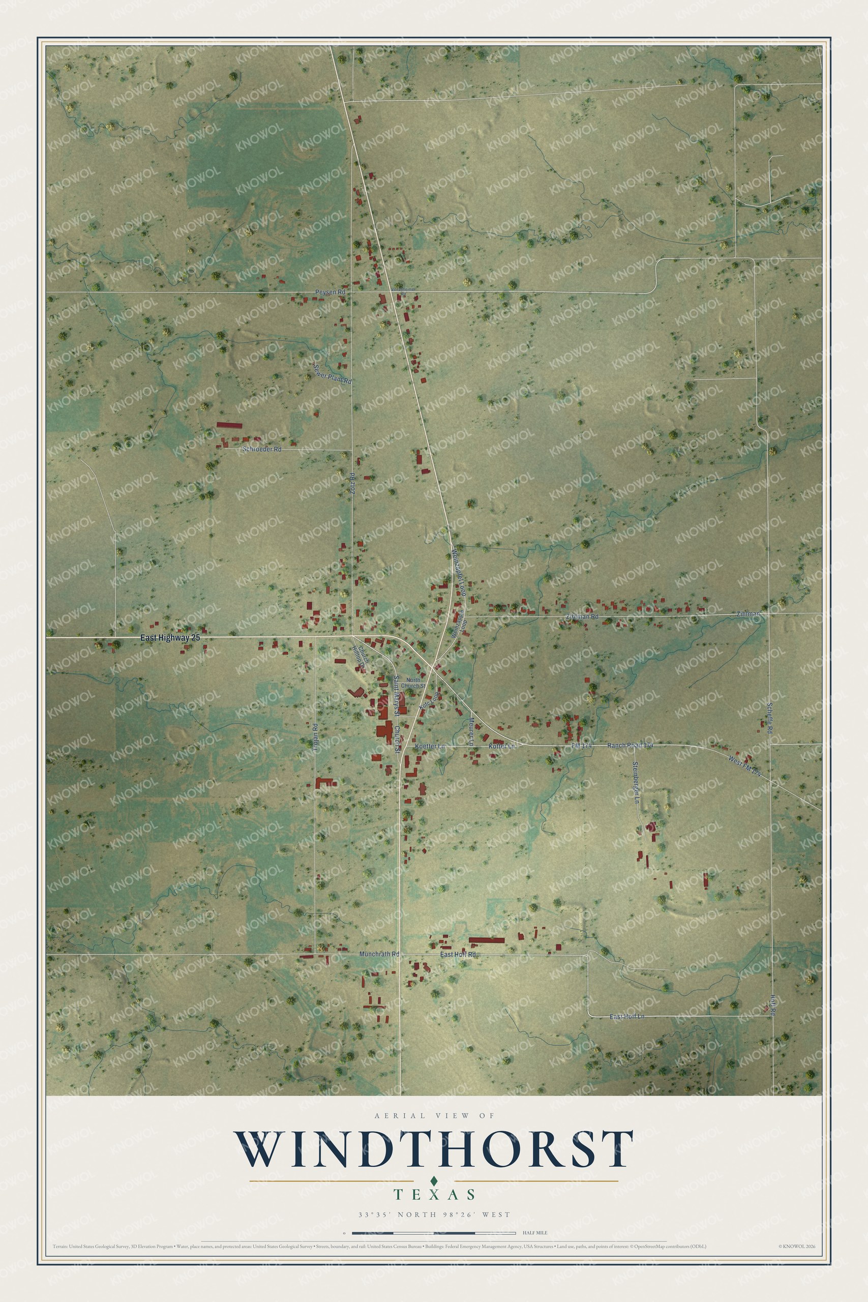 Watermarked full-map preview of Windthorst, Texas