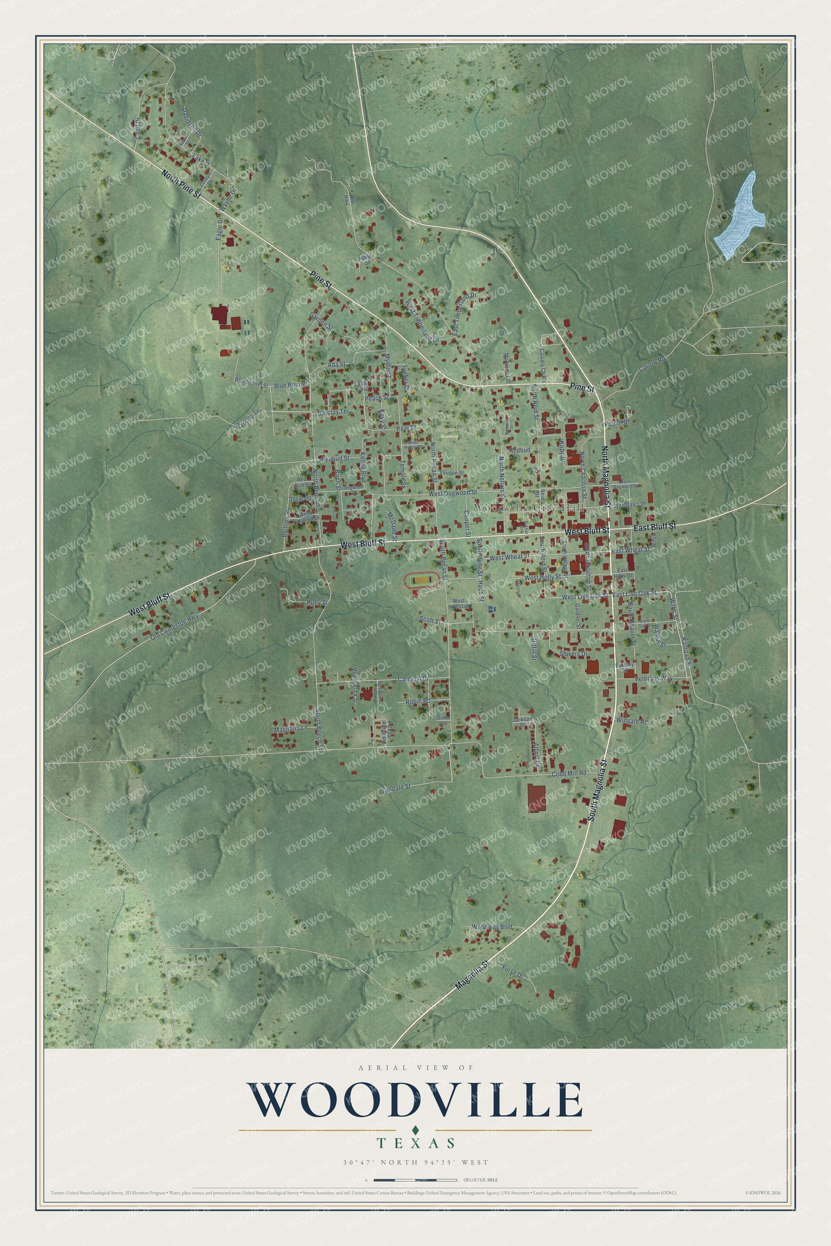 Watermarked full-map preview of Woodville, Texas