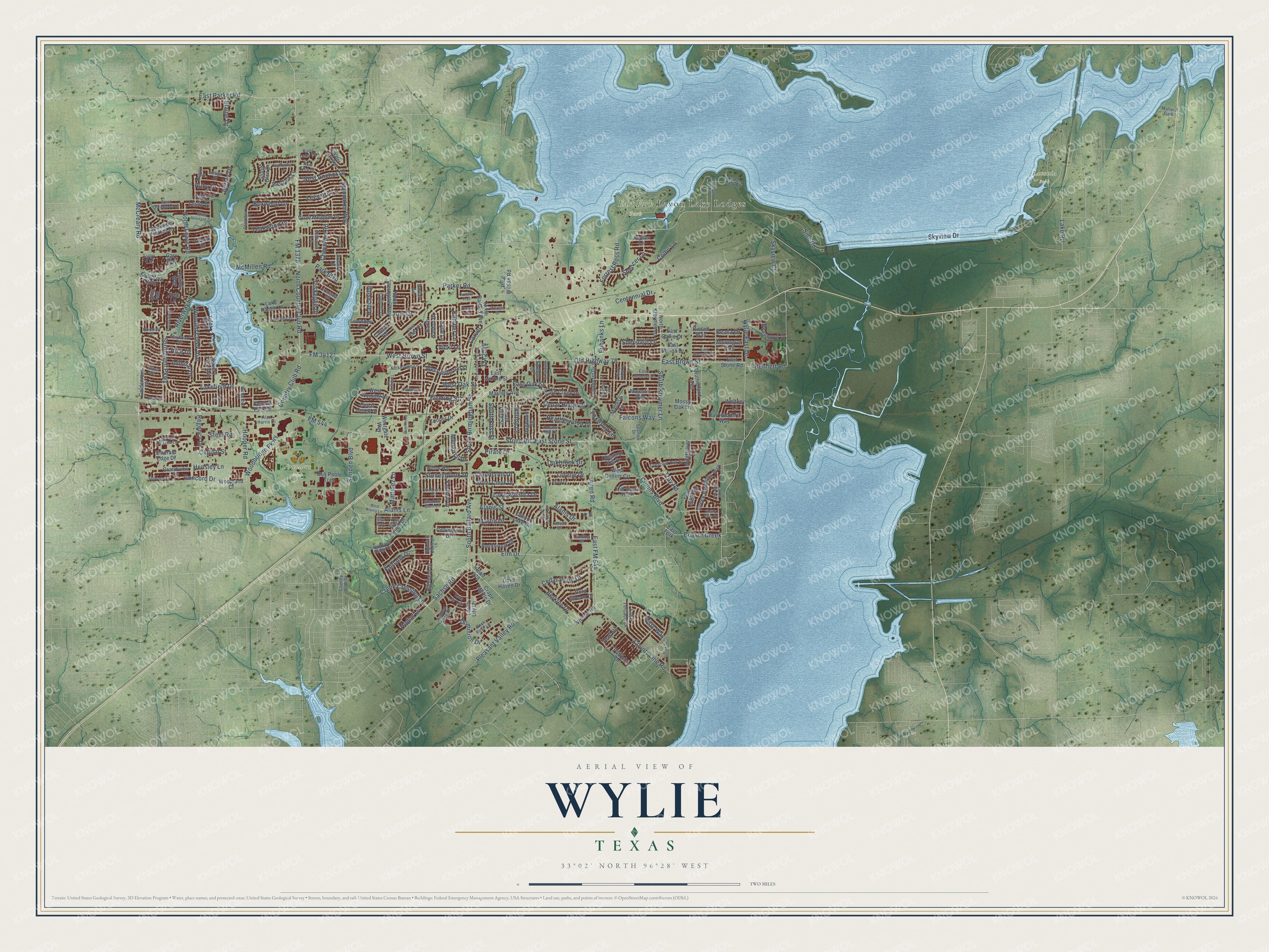Watermarked full-map preview of Wylie, Texas