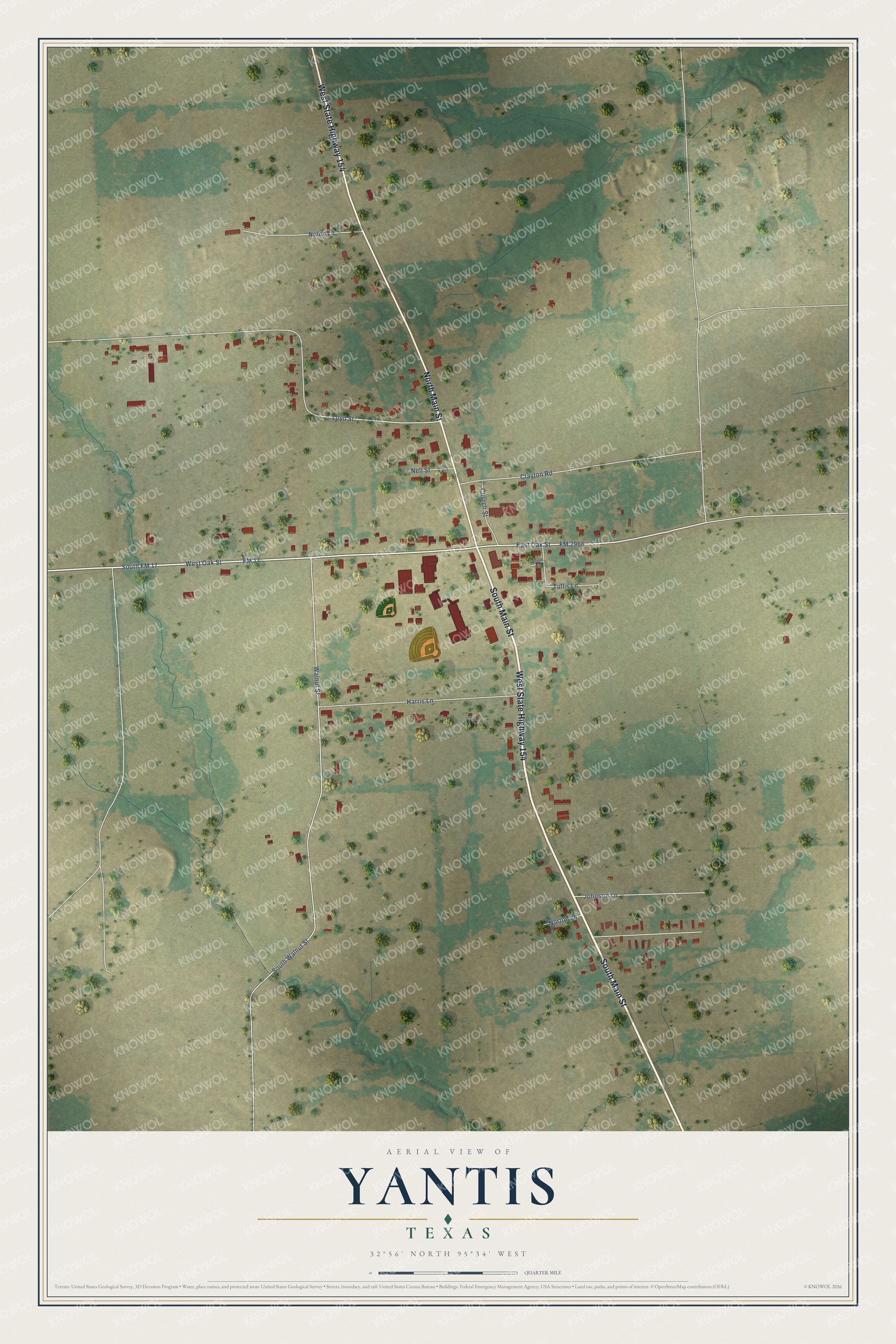 Watermarked full-map preview of Yantis, Texas