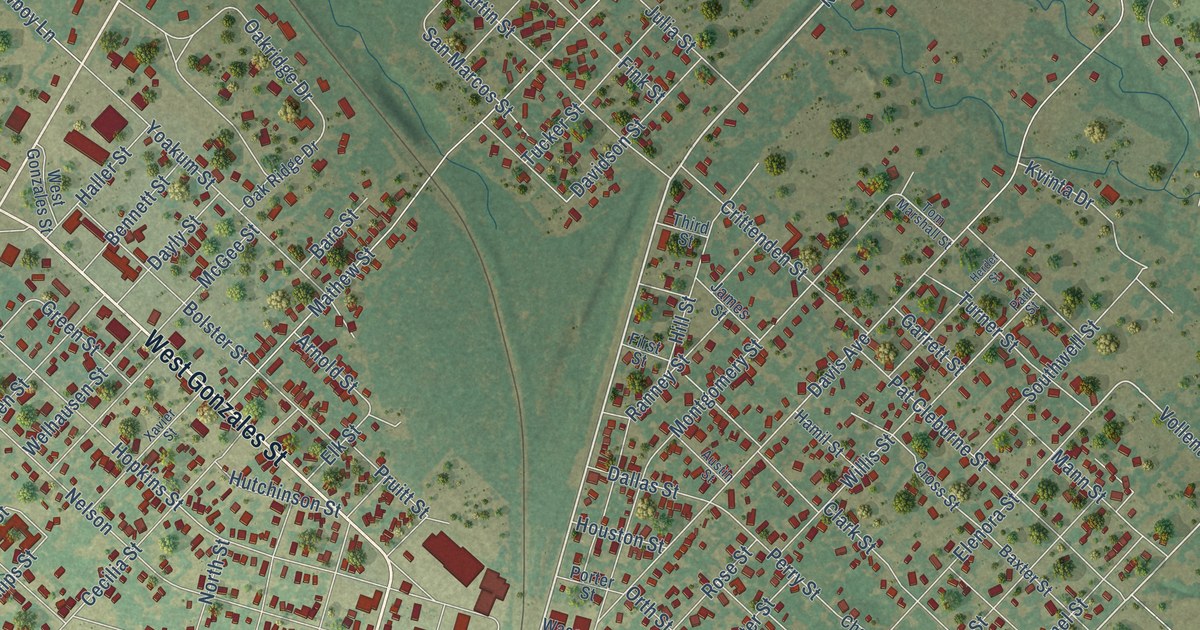 Map of Yoakum, Texas in 2026