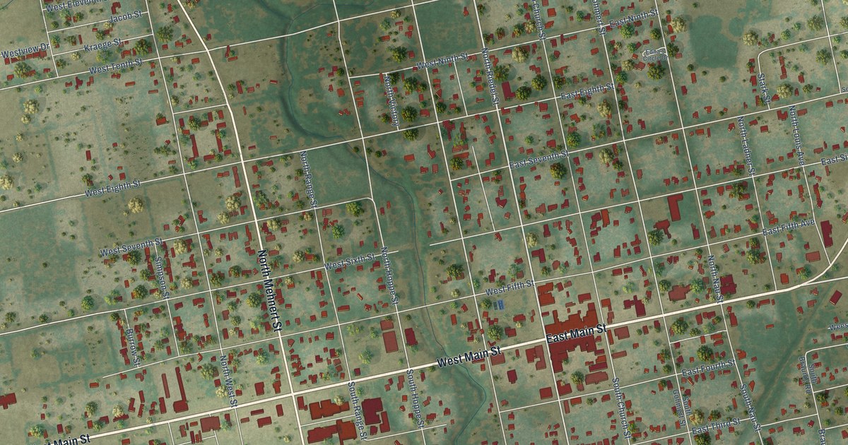 Map of Yorktown, Texas in 2026
