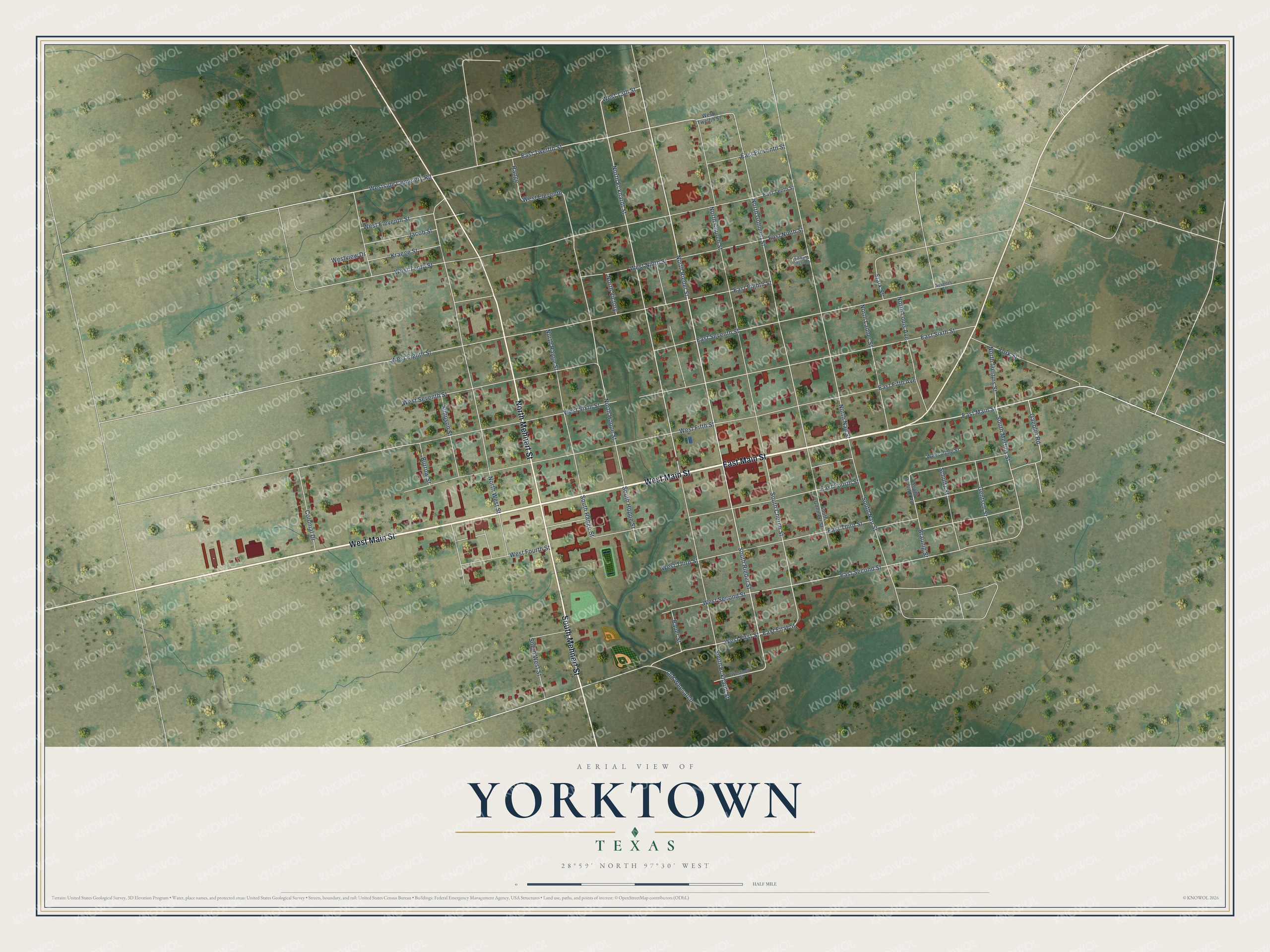 Watermarked full-map preview of Yorktown, Texas