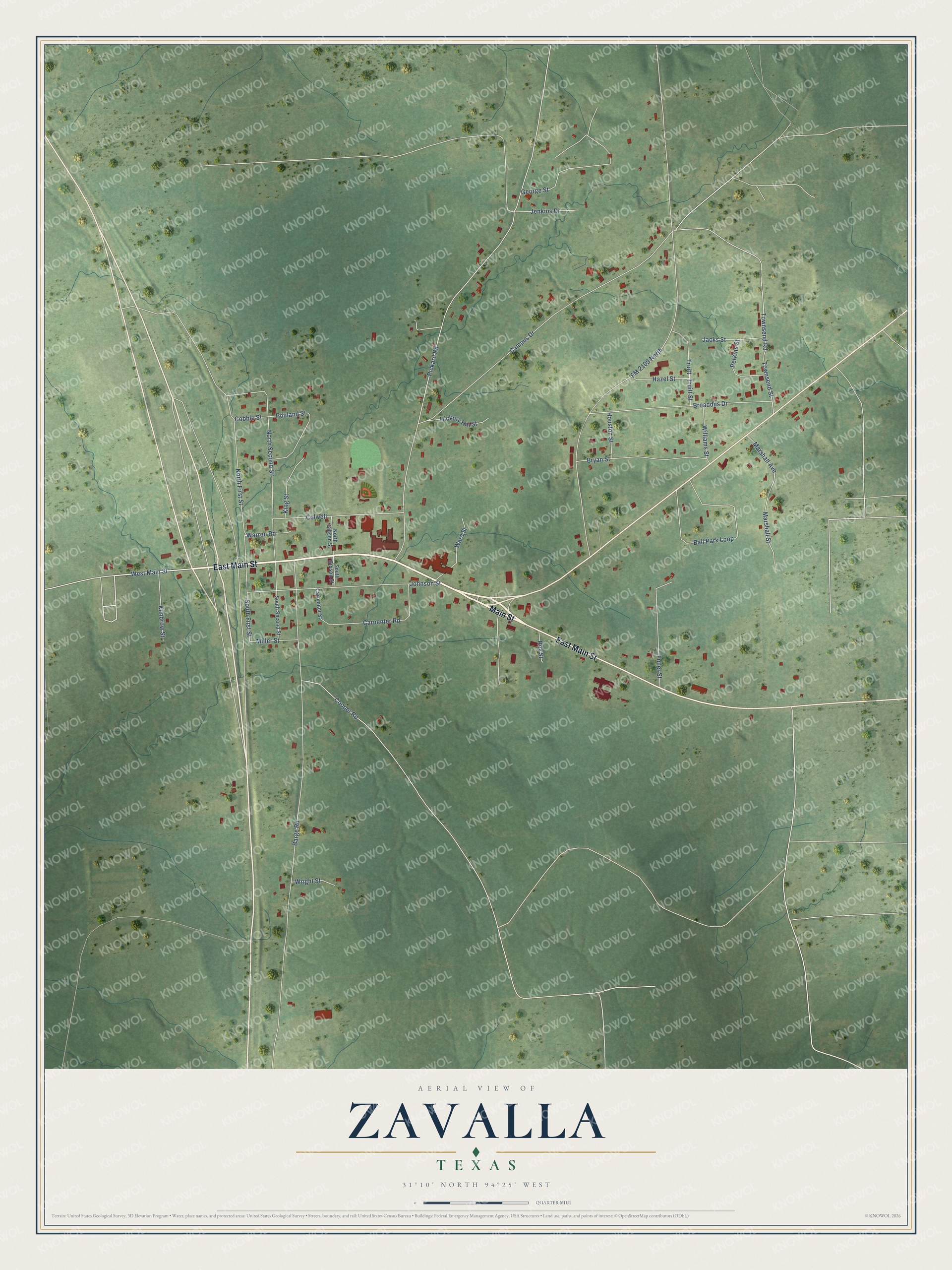 Watermarked full-map preview of Zavalla, Texas