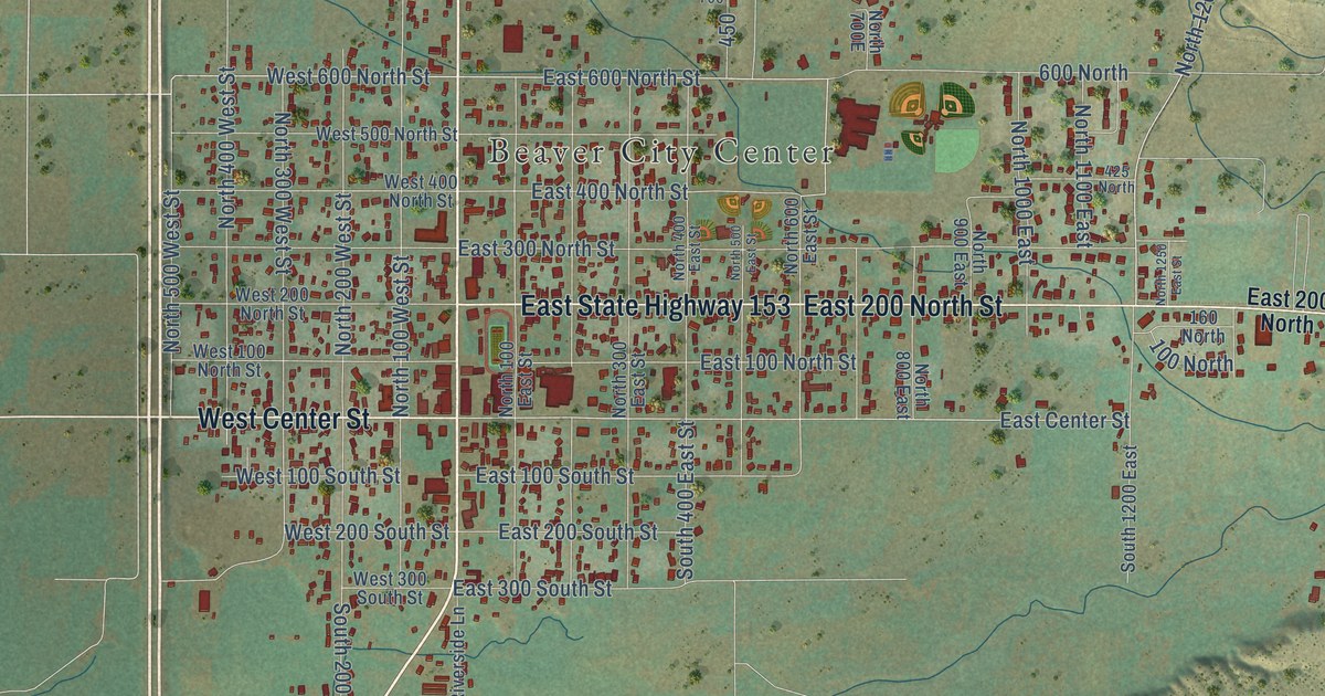 Map of Beaver, Utah in 2026