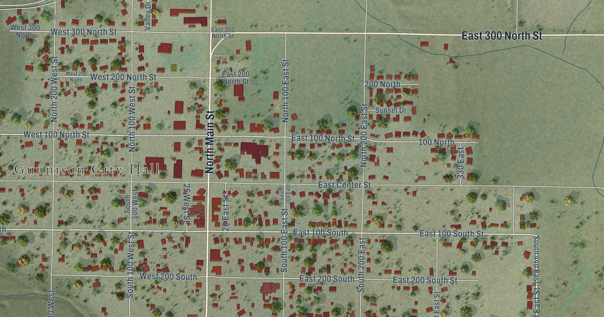 Map of Gunnison, Utah in 2026