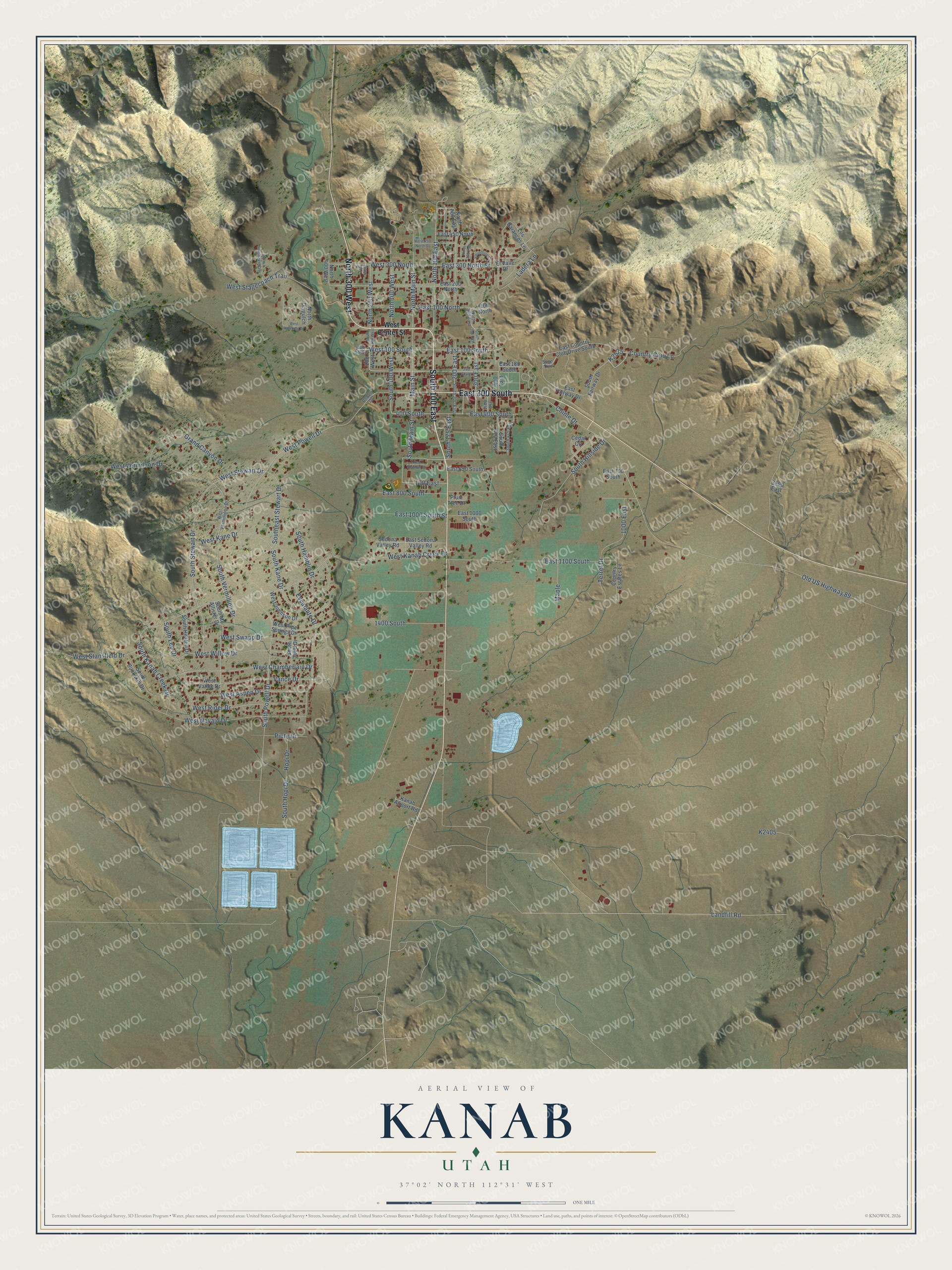 Watermarked full-map preview of Kanab, Utah