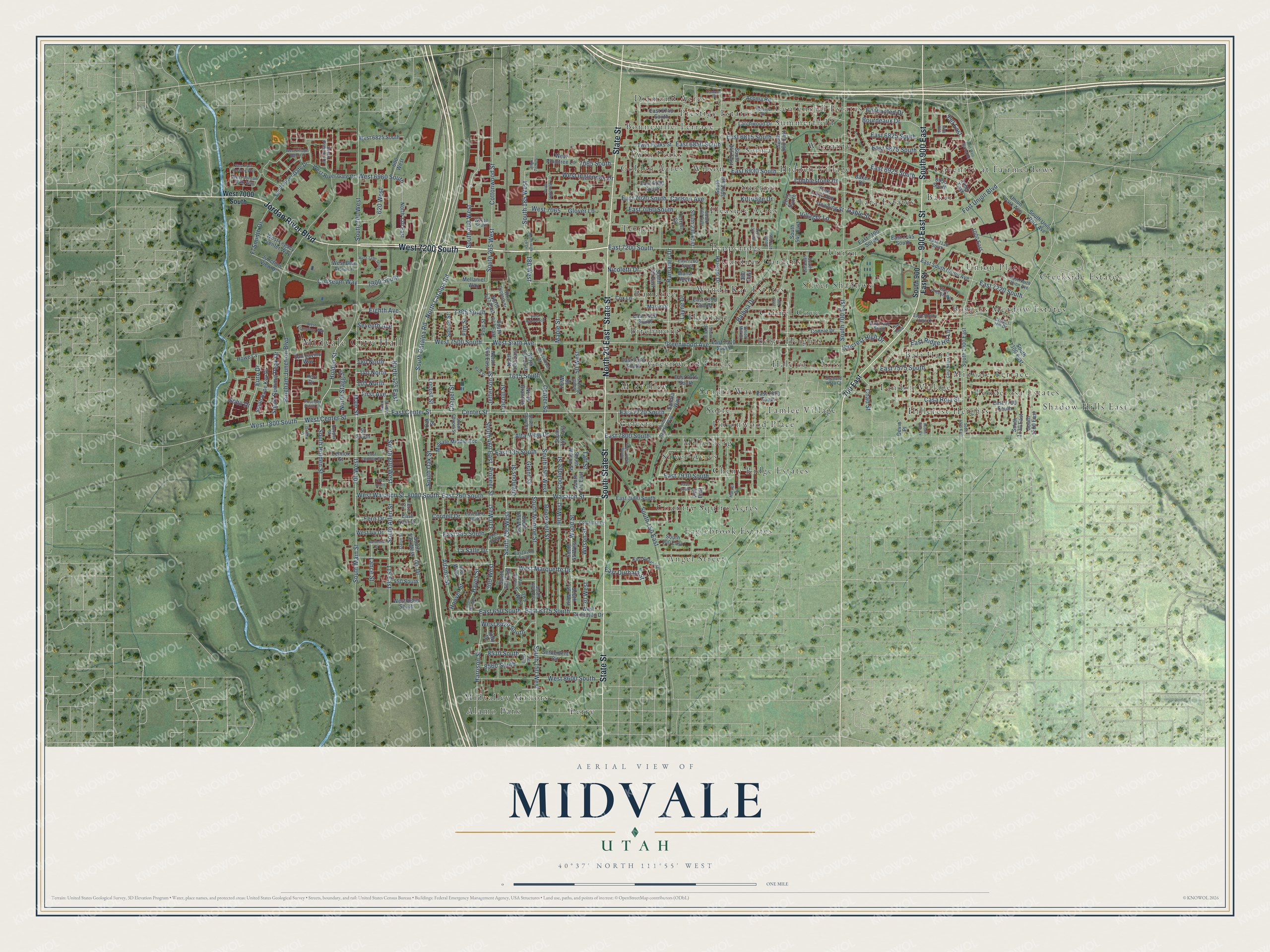Watermarked full-map preview of Midvale, Utah