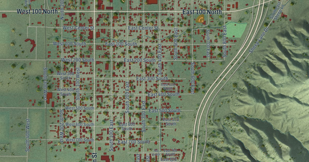 Map of Nephi, Utah in 2026