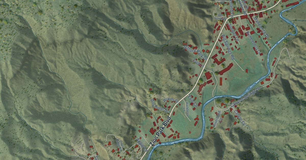 Map of Springdale, Utah in 2026