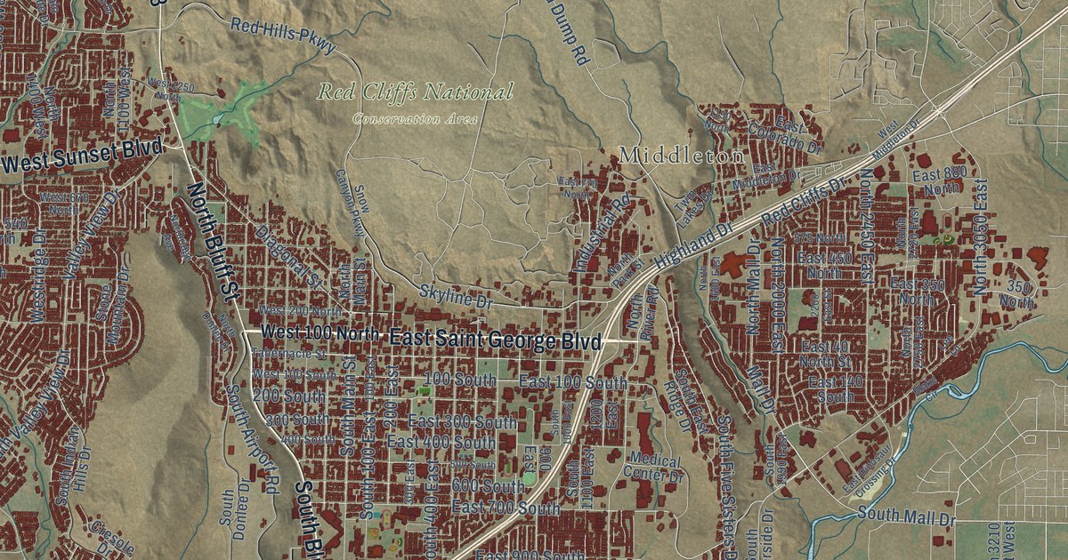 Map of St. George, Utah in 2026