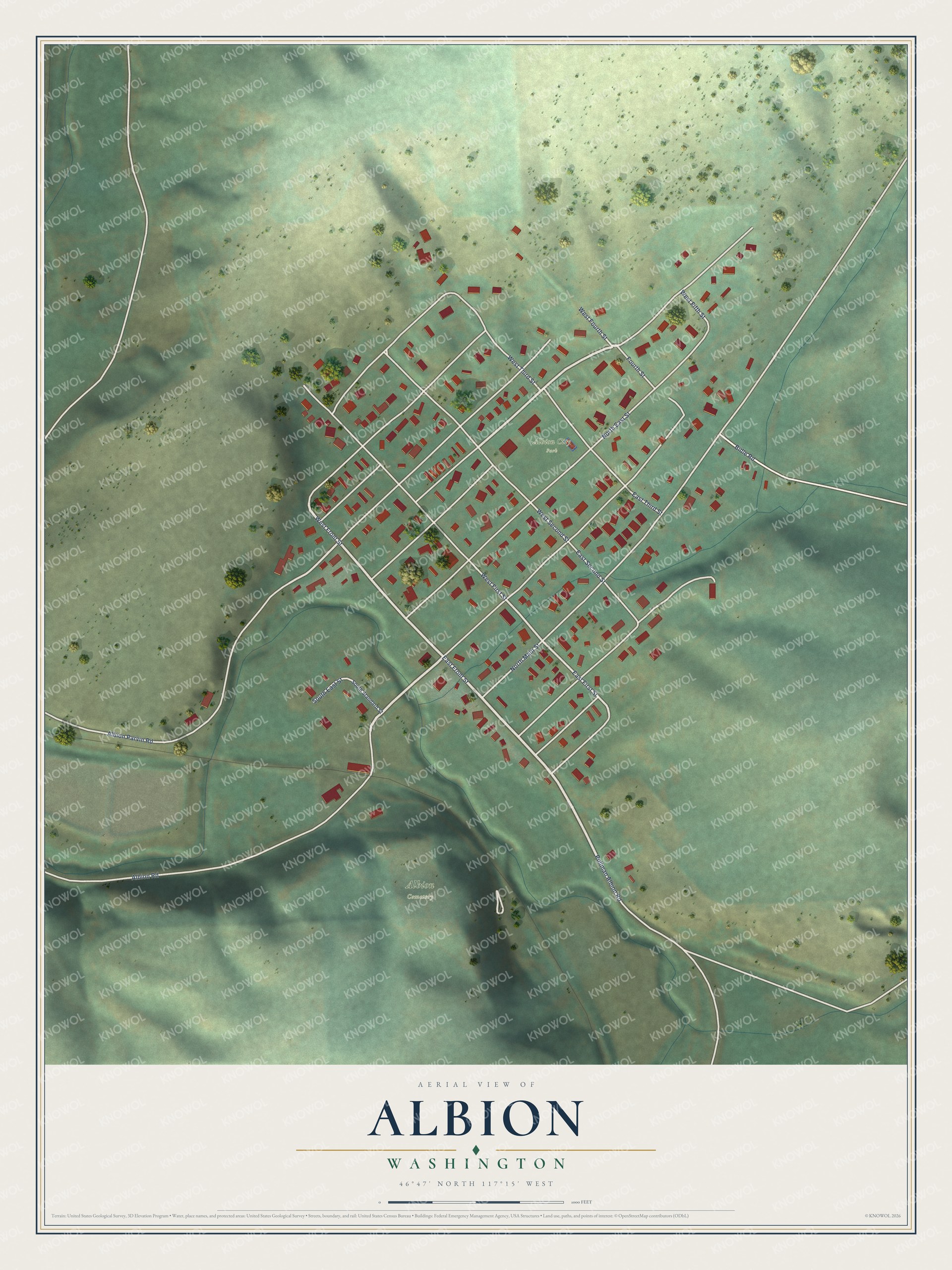 Watermarked full-map preview of Albion, Washington