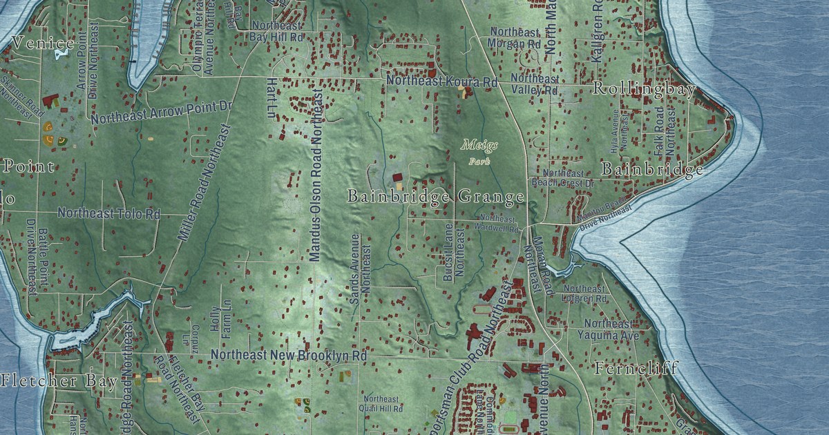 Map of Bainbridge Island, Washington in 2026