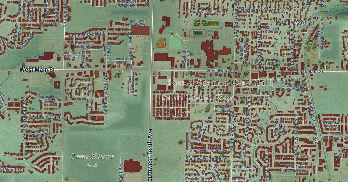 Map of Battle Ground, Washington in 2026