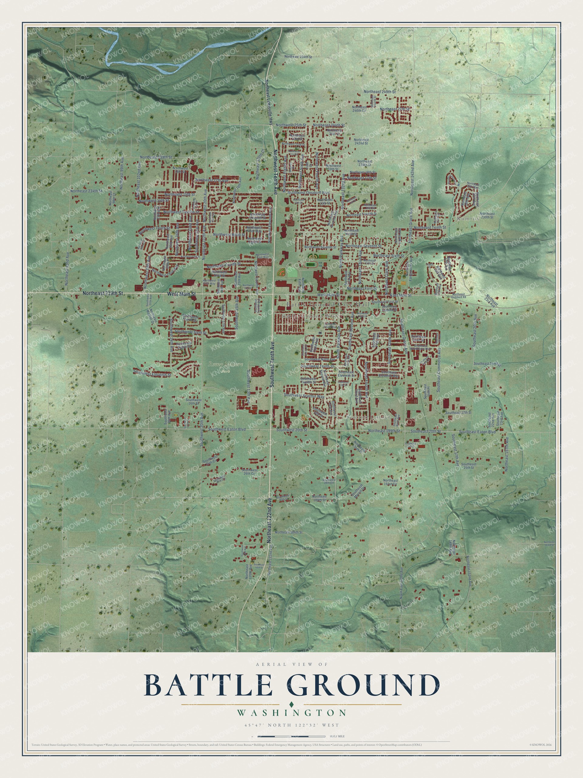 Watermarked full-map preview of Battle Ground, Washington