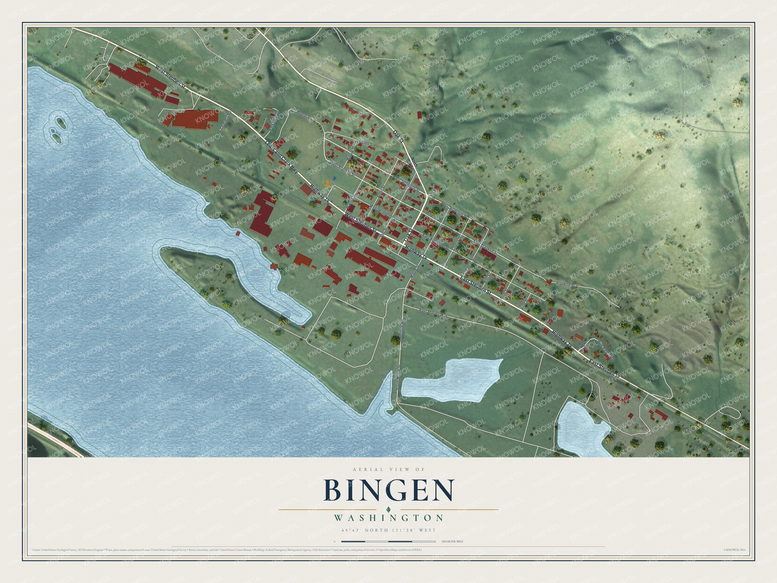 Watermarked full-map preview of Bingen, Washington
