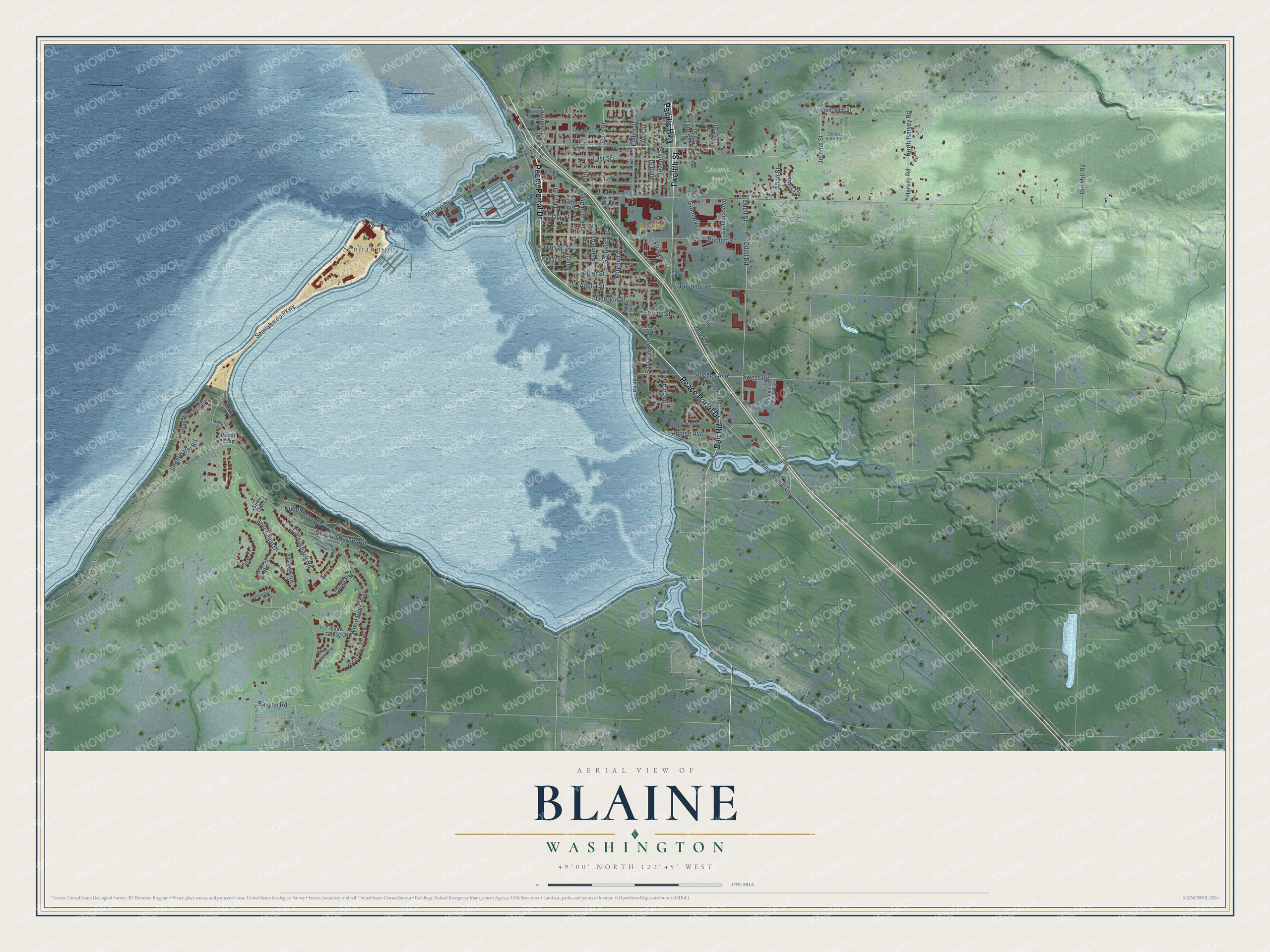 Watermarked full-map preview of Blaine, Washington