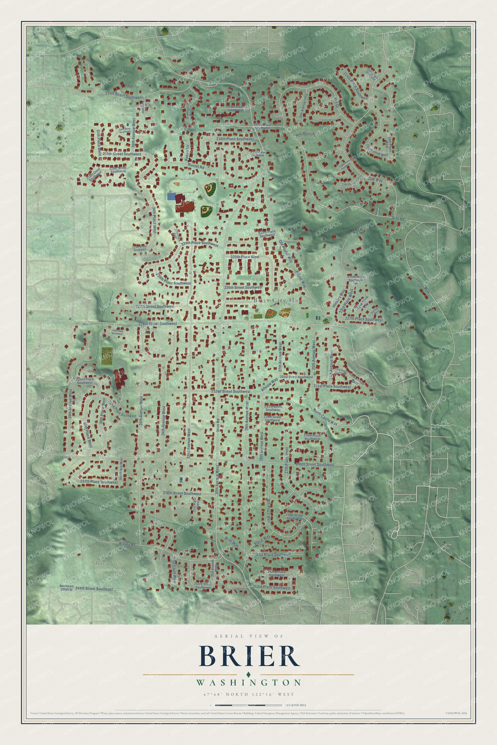 Watermarked full-map preview of Brier, Washington