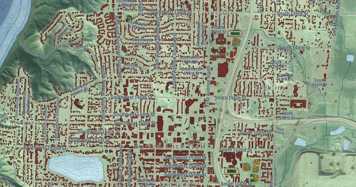 Map of Burien, Washington in 2026