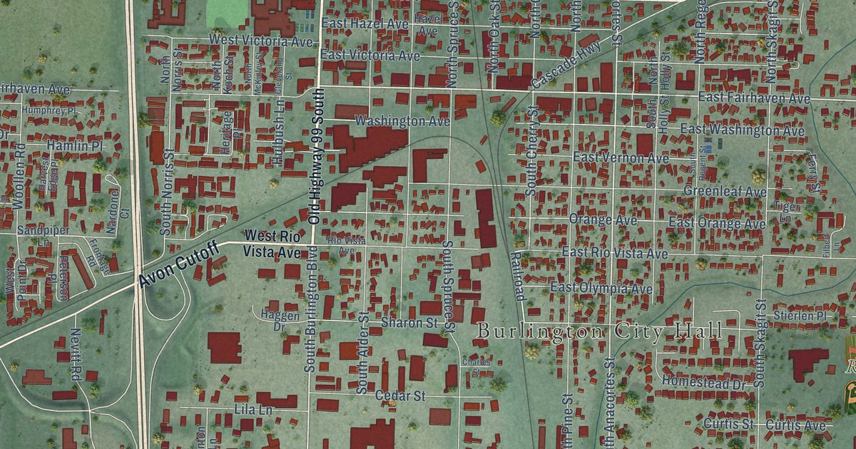 Map of Burlington, Washington in 2026