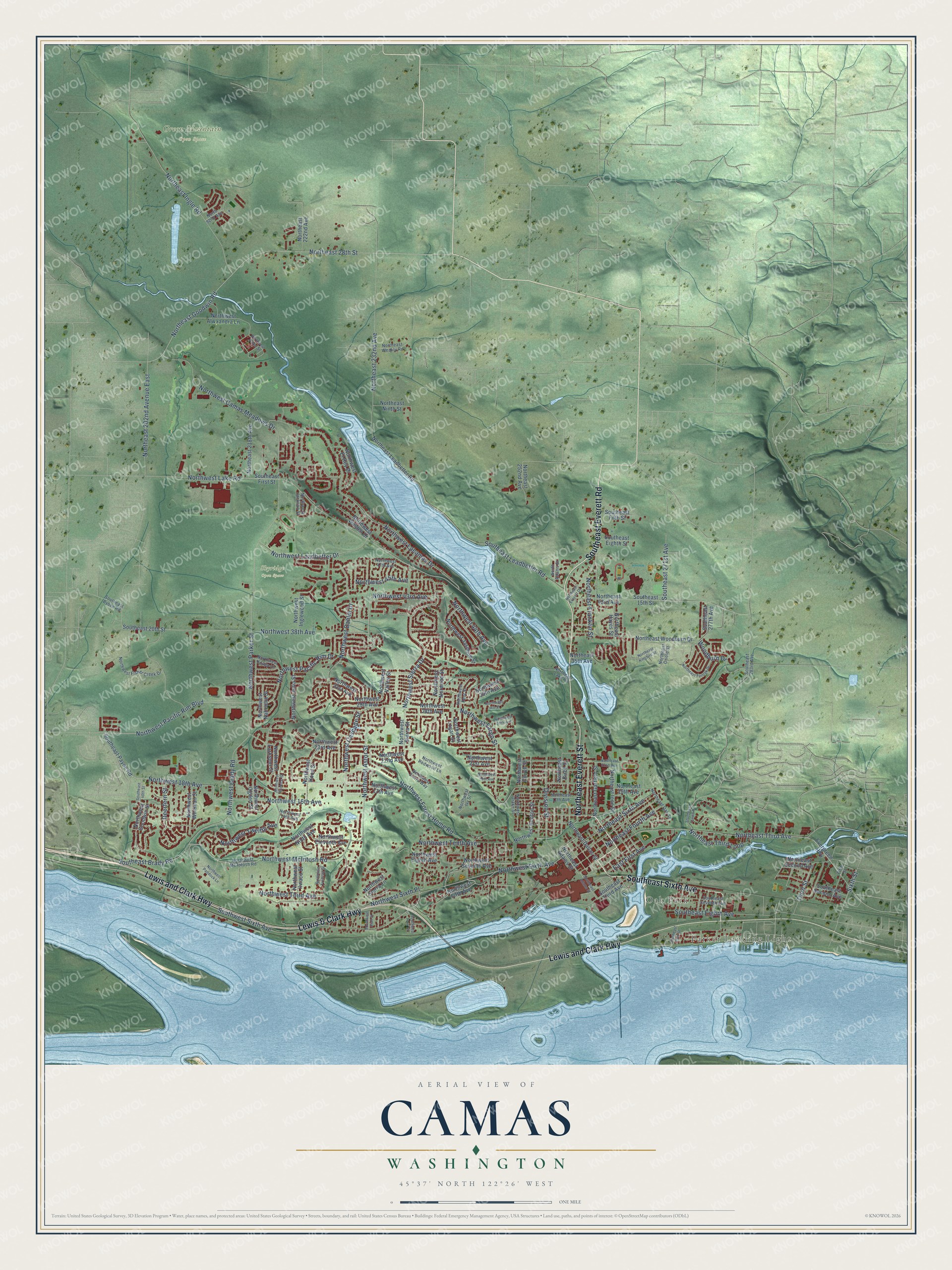Watermarked full-map preview of Camas, Washington