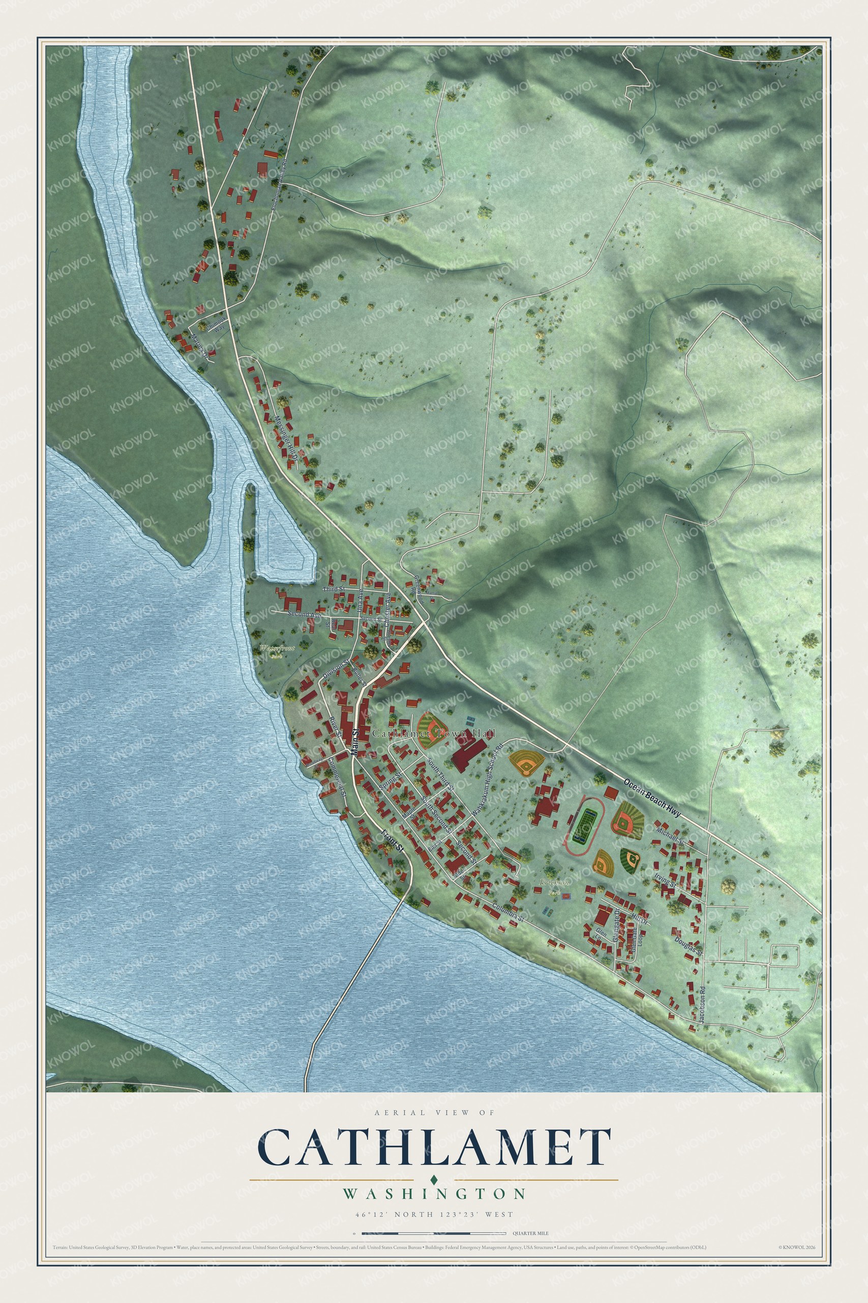 Watermarked full-map preview of Cathlamet, Washington