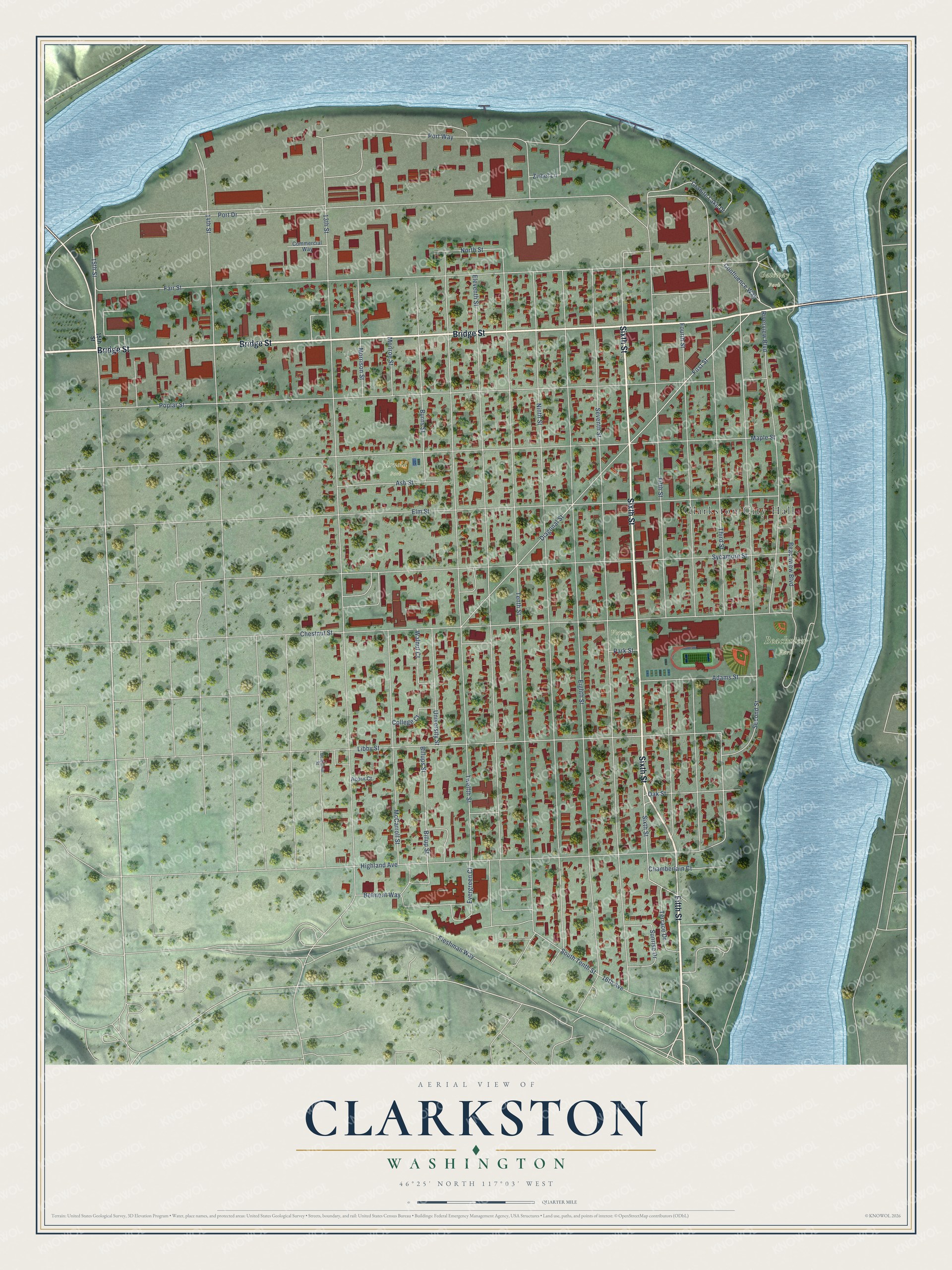 Watermarked full-map preview of Clarkston, Washington