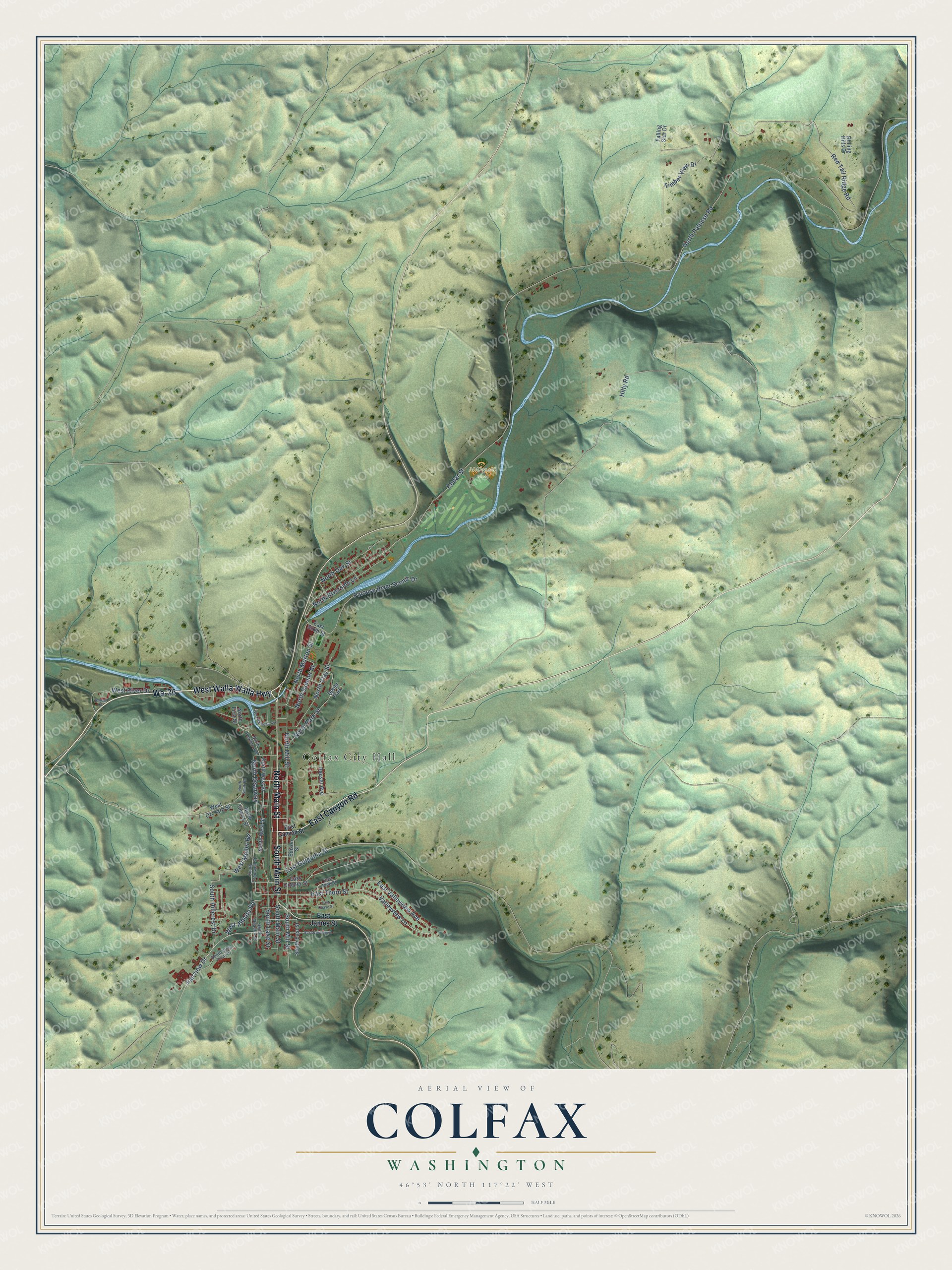 Watermarked full-map preview of Colfax, Washington