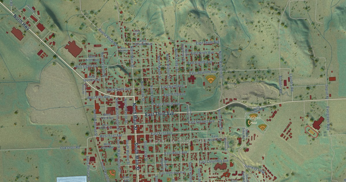 Map of Colville, Washington in 2026