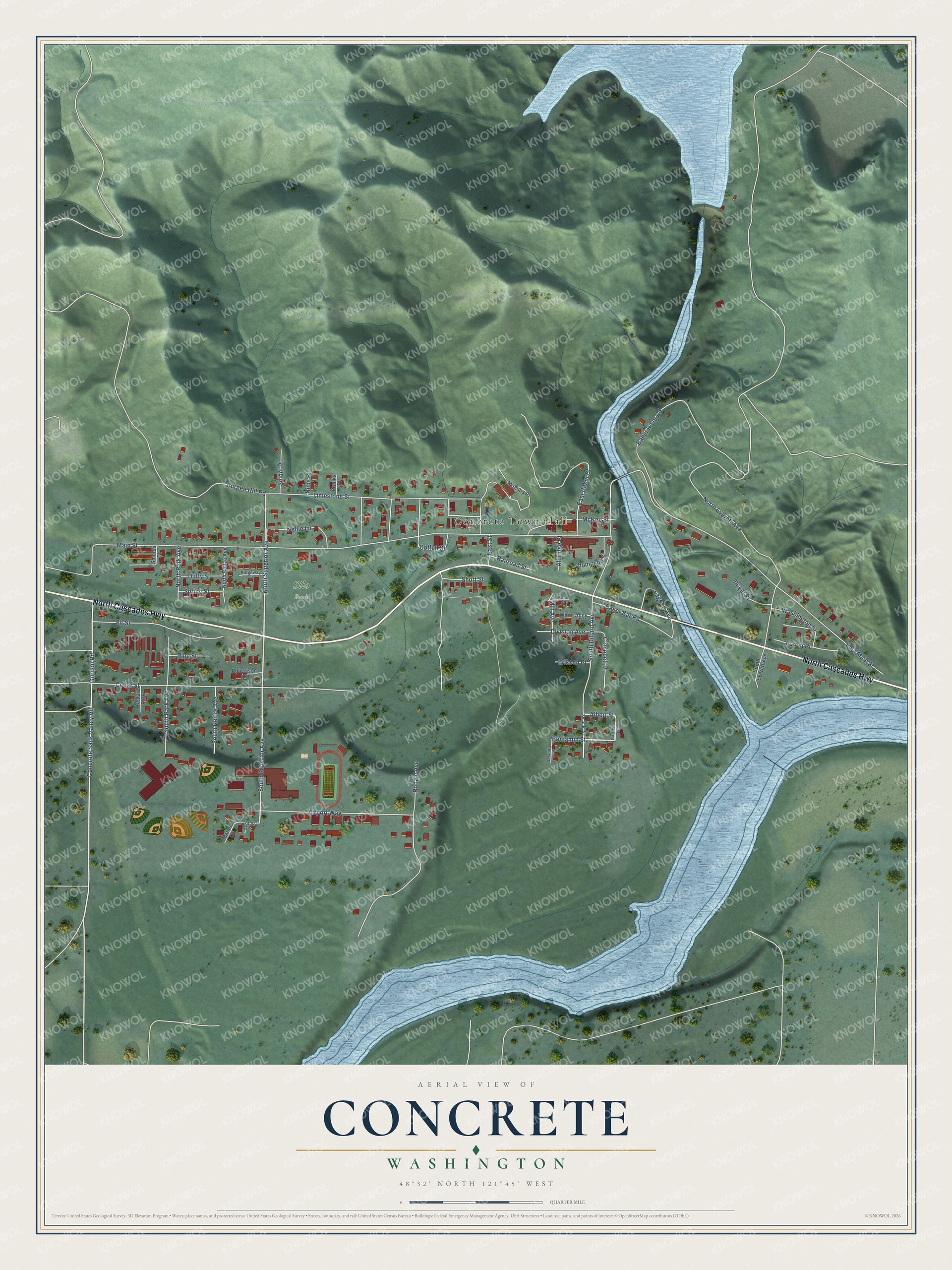 Watermarked full-map preview of Concrete, Washington