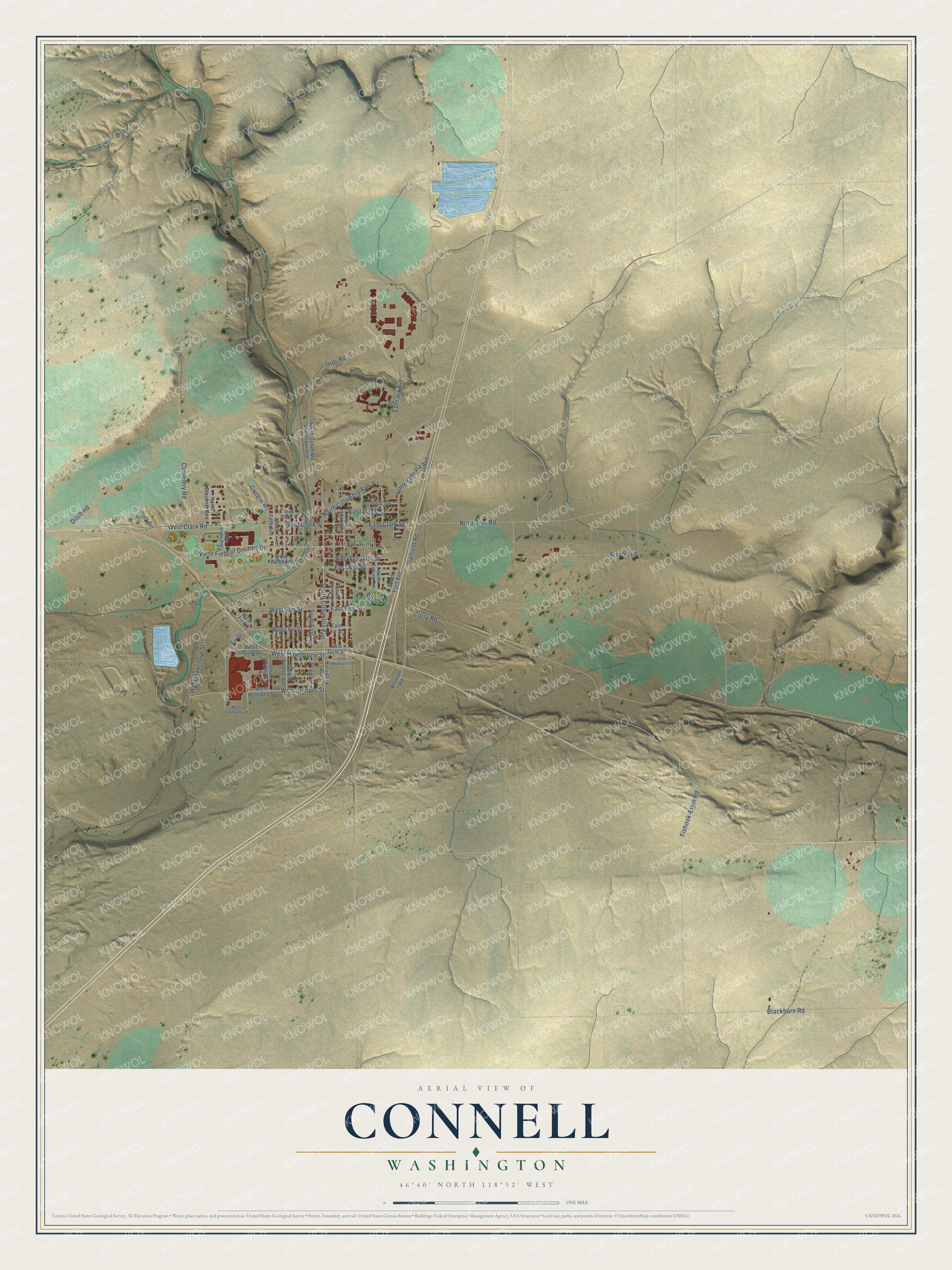 Watermarked full-map preview of Connell, Washington