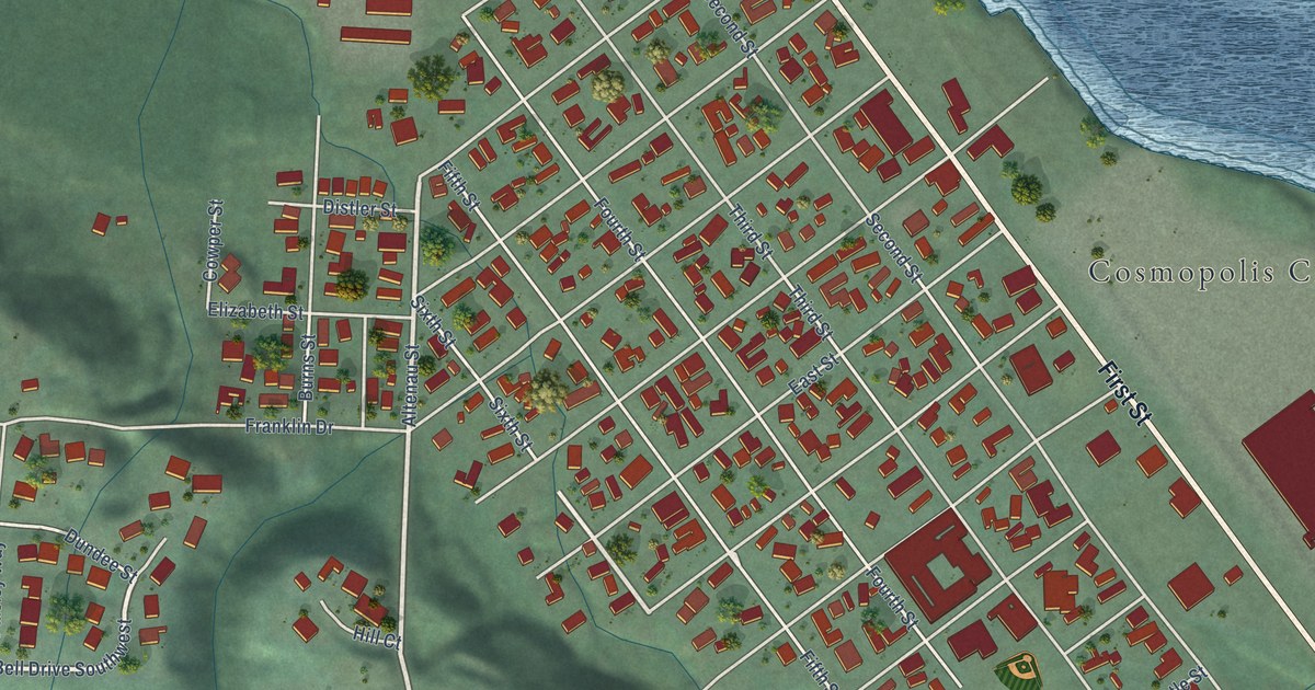 Map of Cosmopolis, Washington in 2026