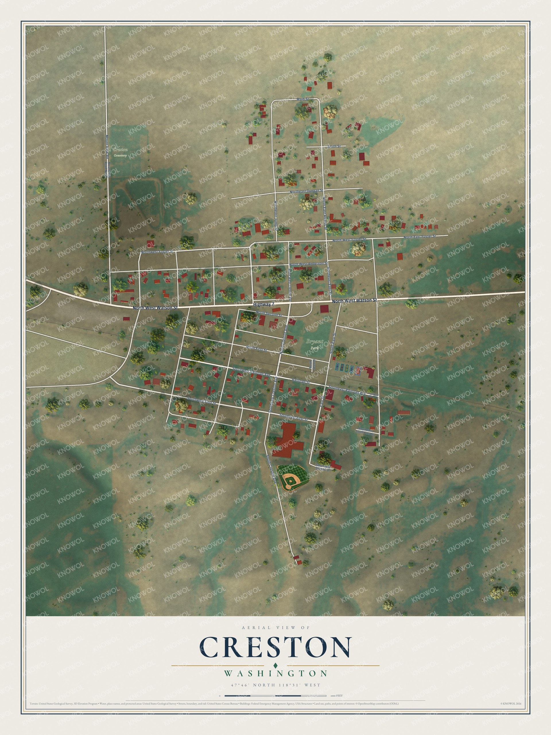 Watermarked full-map preview of Creston, Washington