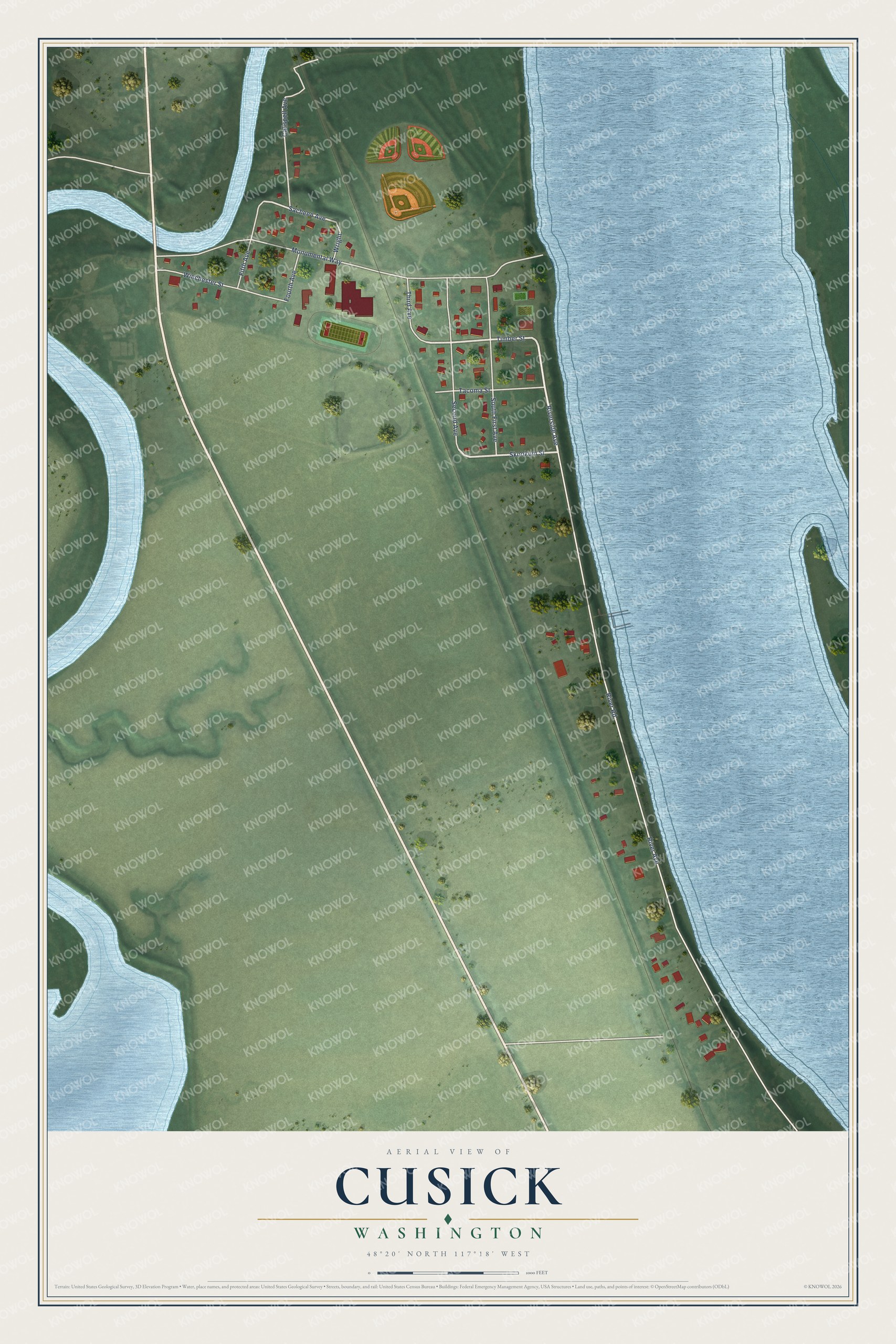 Watermarked full-map preview of Cusick, Washington