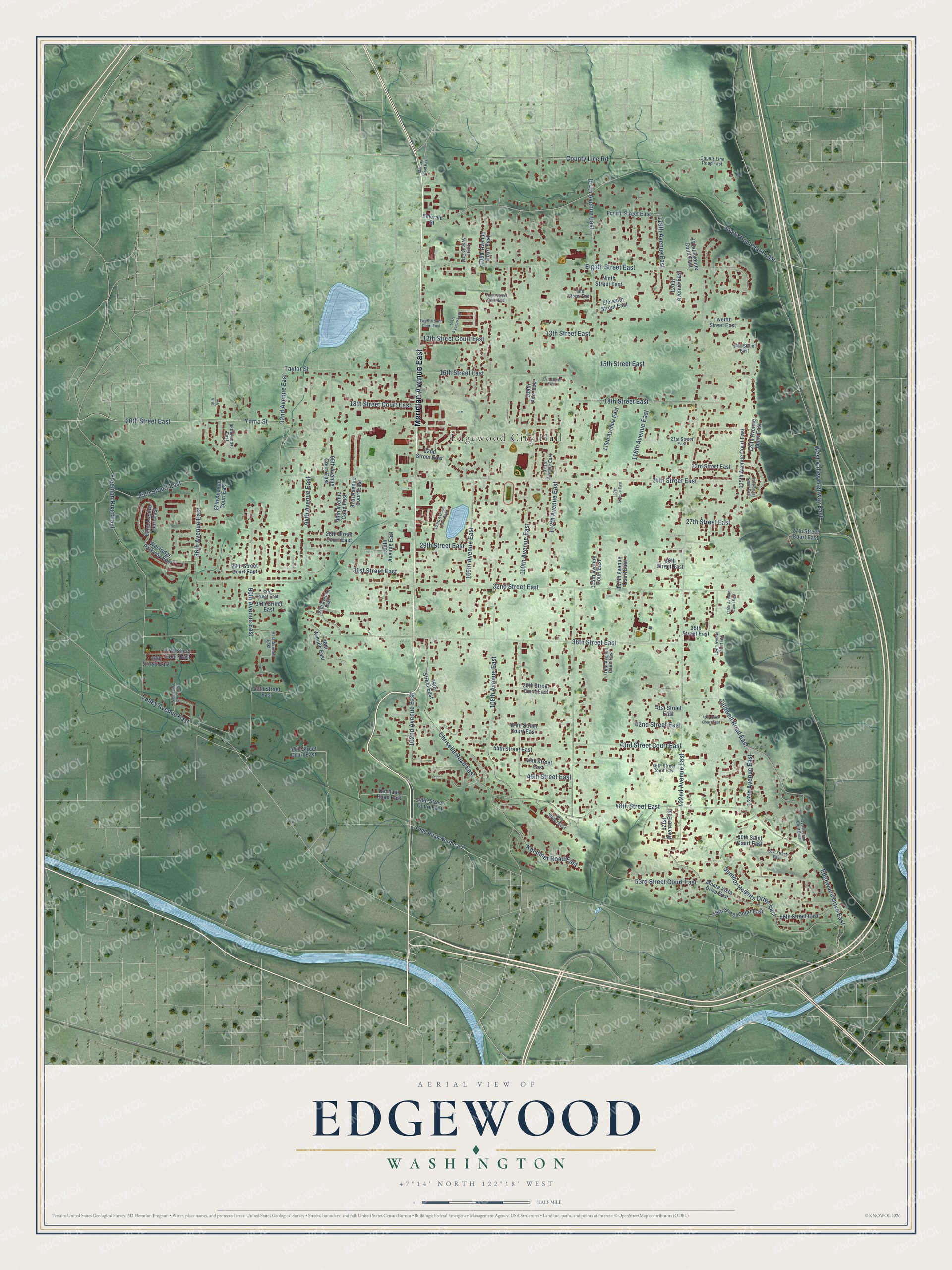 Watermarked full-map preview of Edgewood, Washington