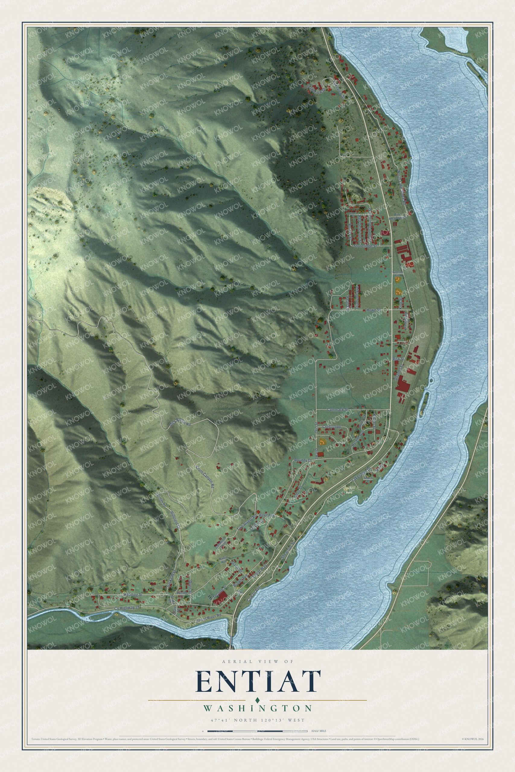 Watermarked full-map preview of Entiat, Washington