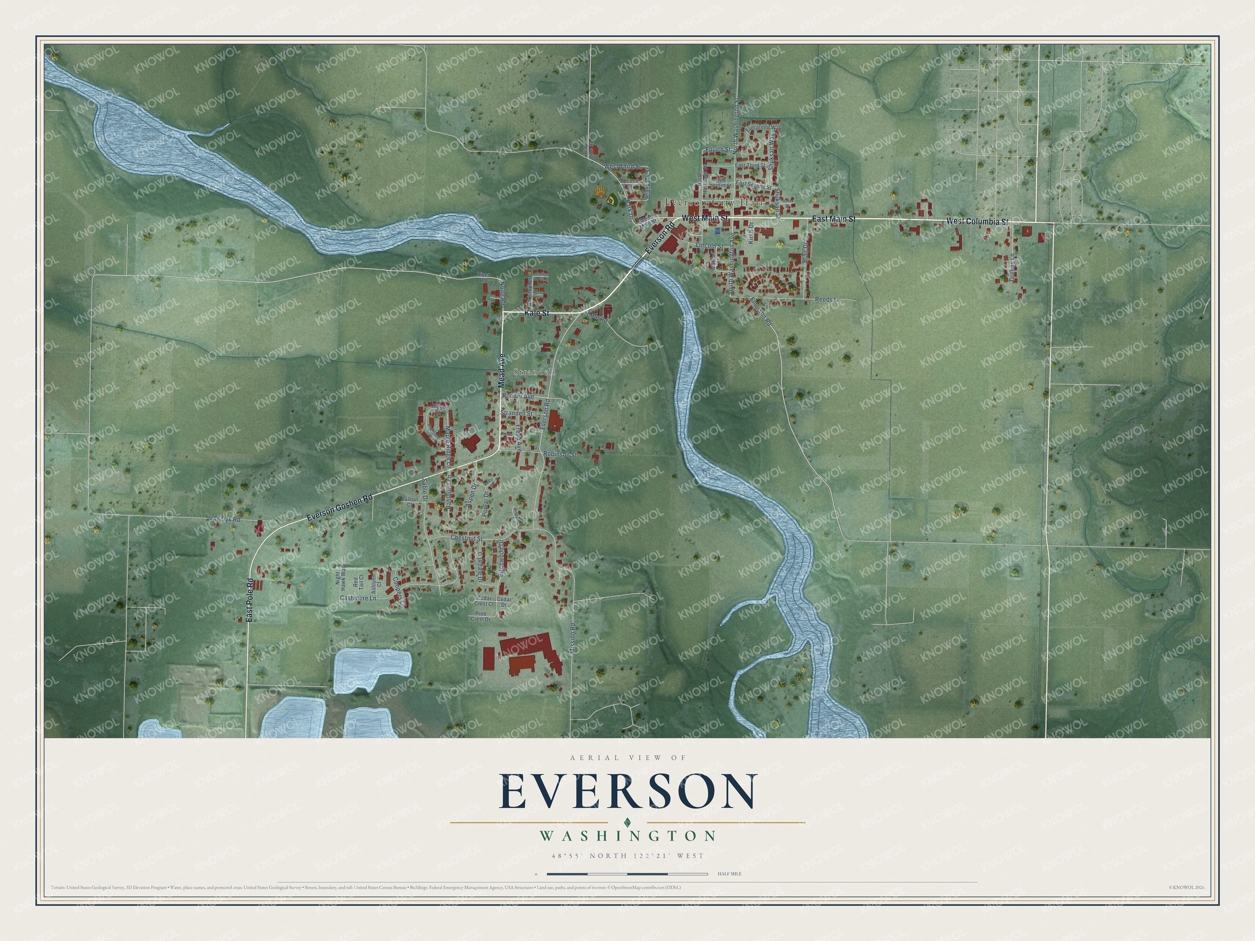 Watermarked full-map preview of Everson, Washington