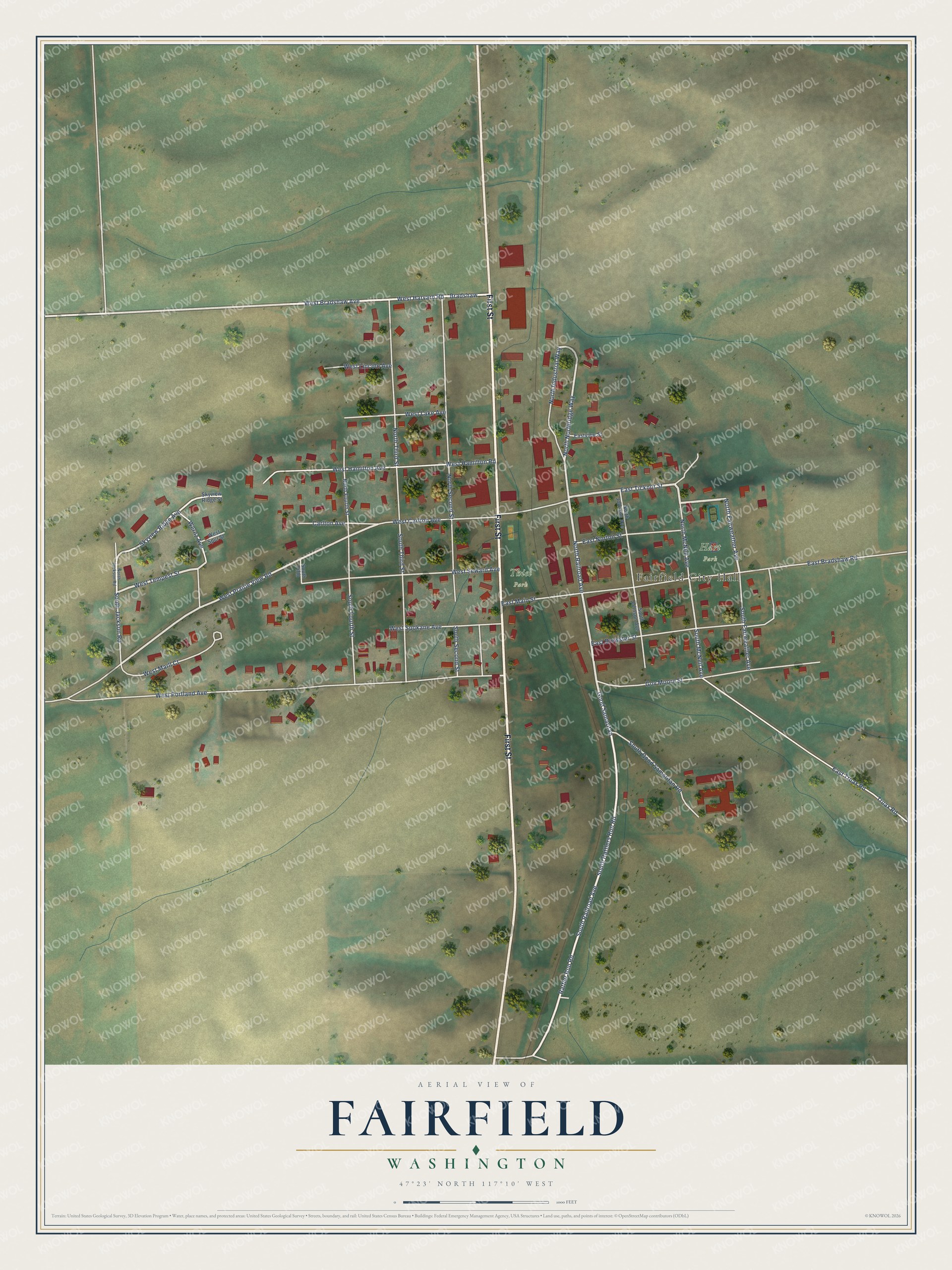 Watermarked full-map preview of Fairfield, Washington