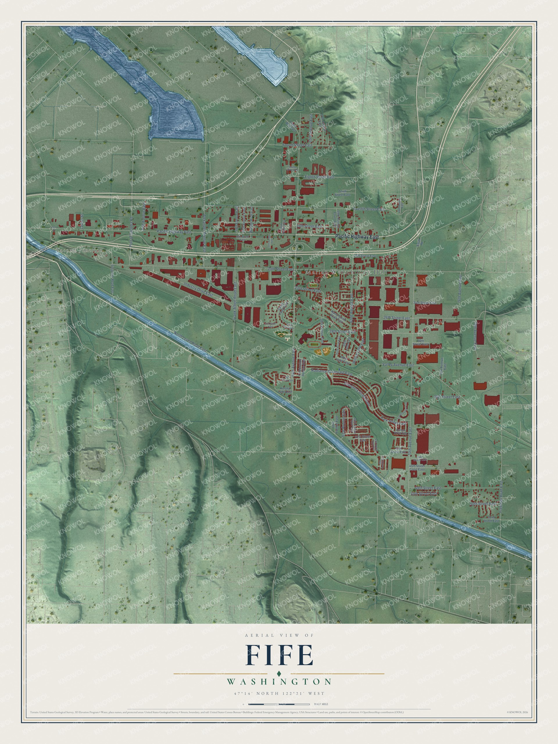 Watermarked full-map preview of Fife, Washington