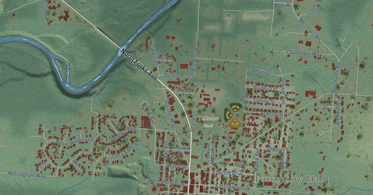 Map of Forks, Washington in 2026