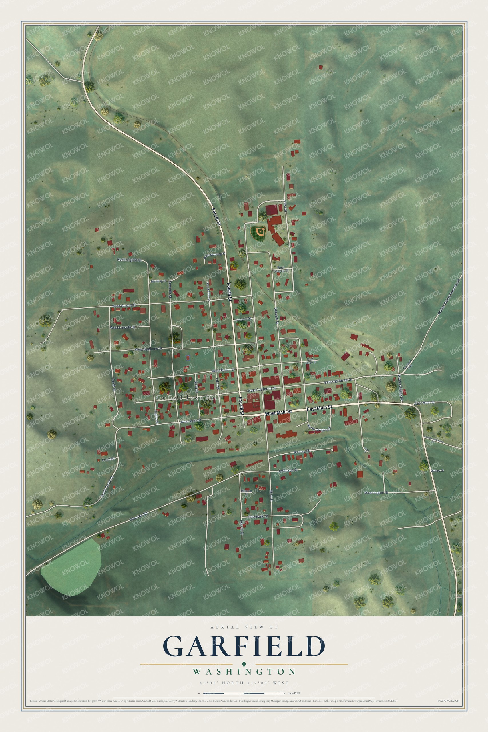 Watermarked full-map preview of Garfield, Washington