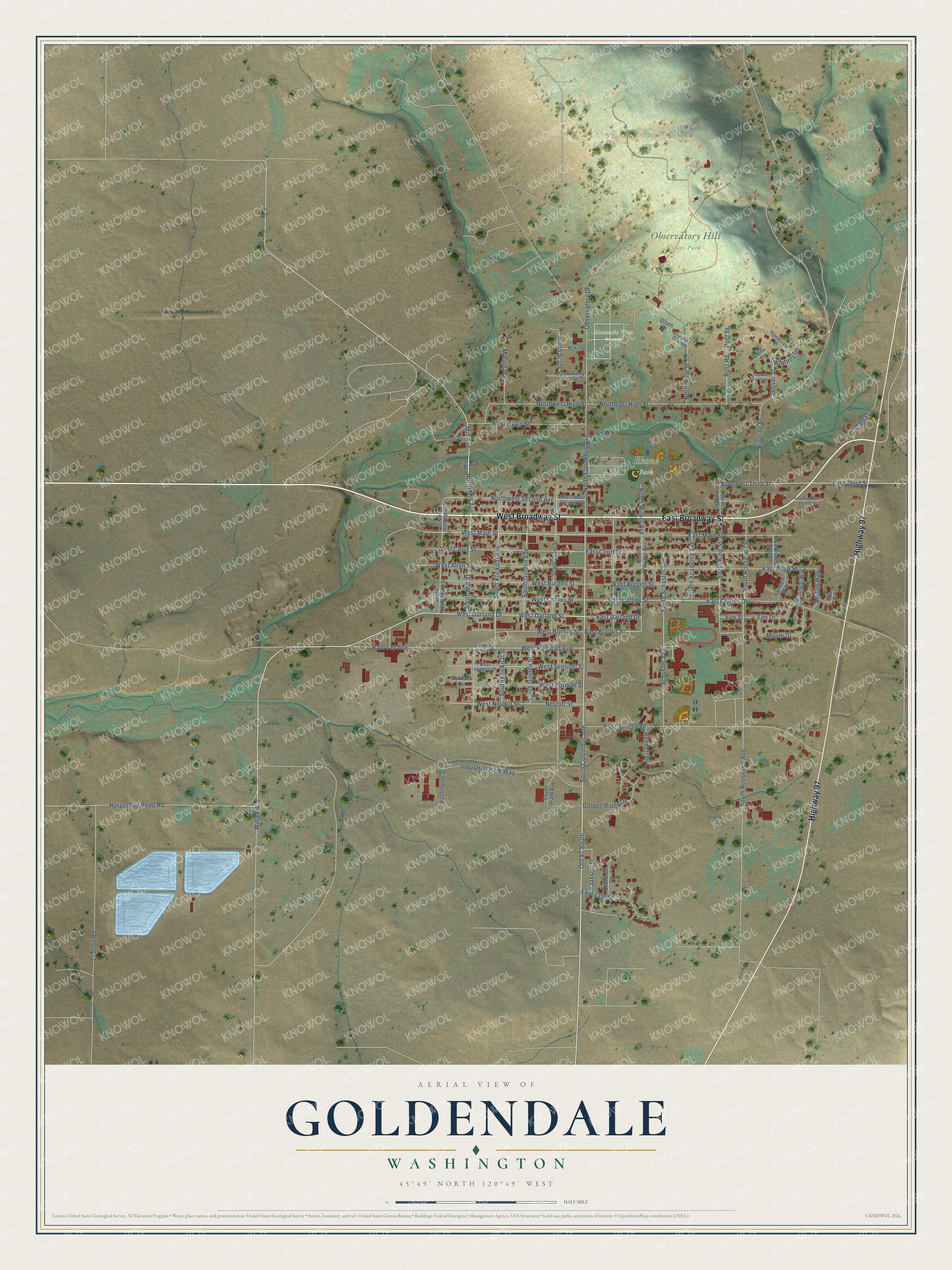Watermarked full-map preview of Goldendale, Washington