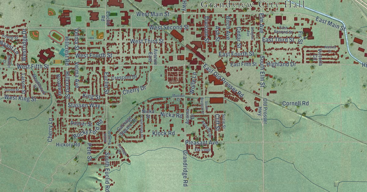 Map of Grandview, Washington in 2026