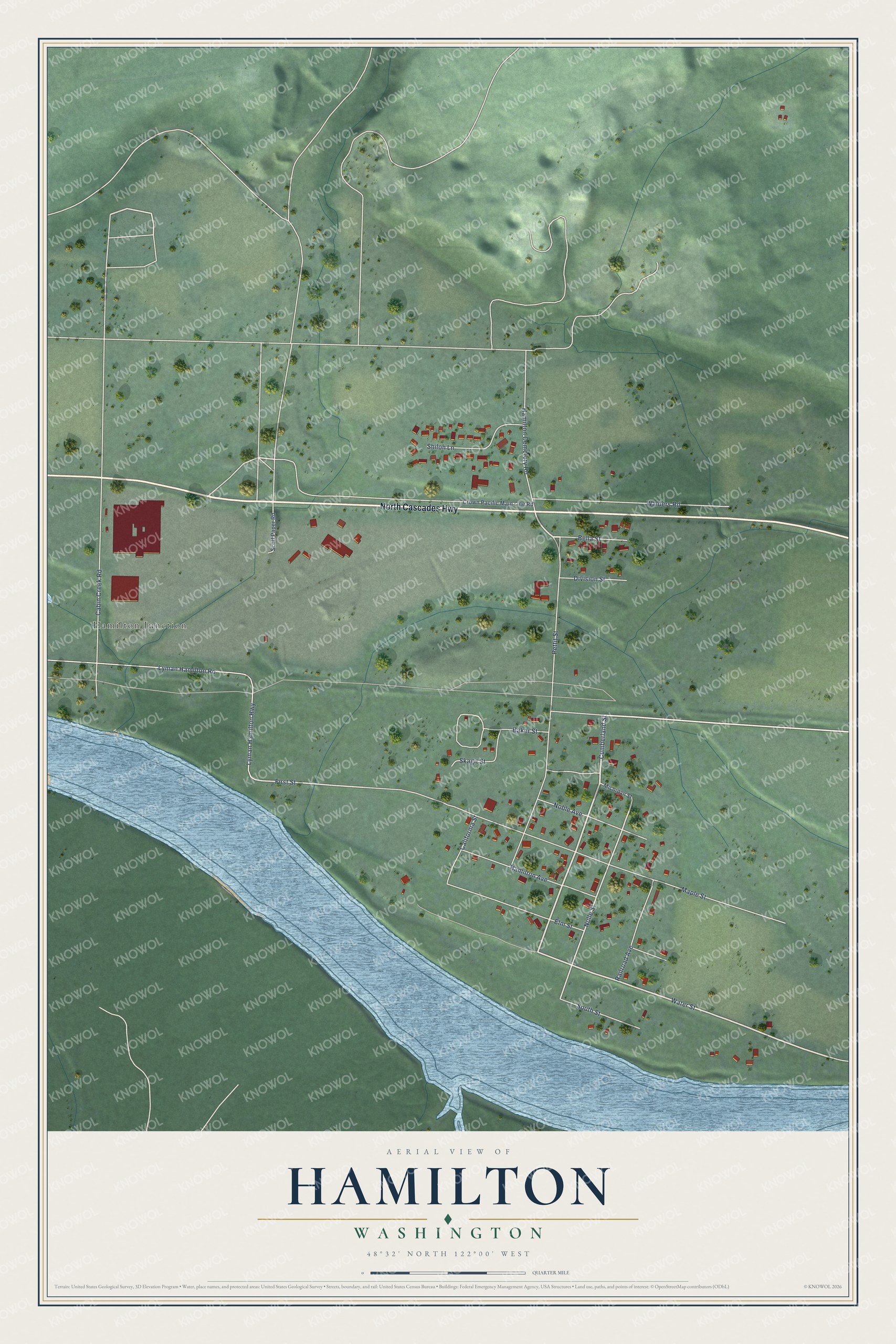 Watermarked full-map preview of Hamilton, Washington